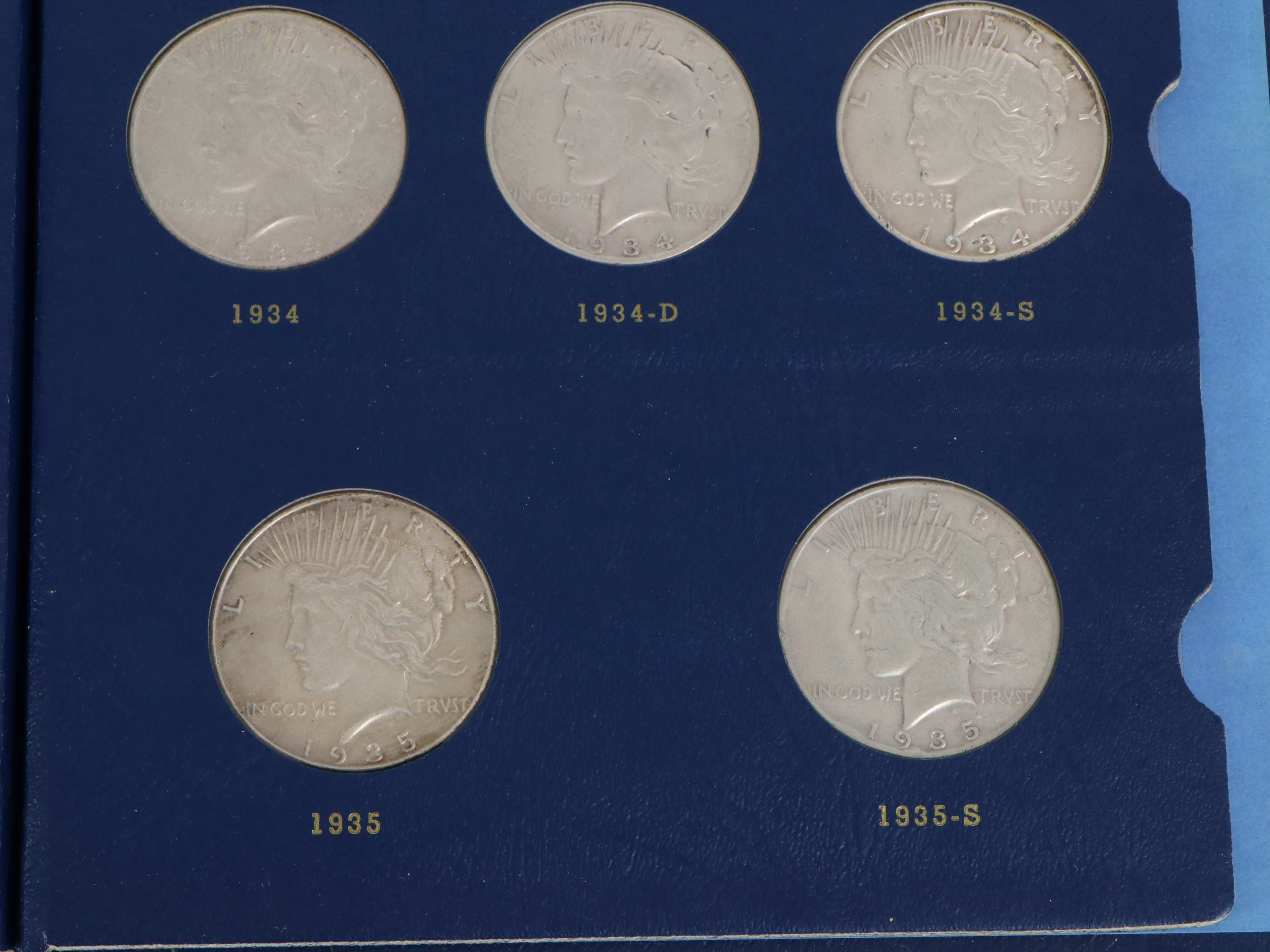 Complete Peace Silver Dollar Collection in Whitman Album, 1921–1935