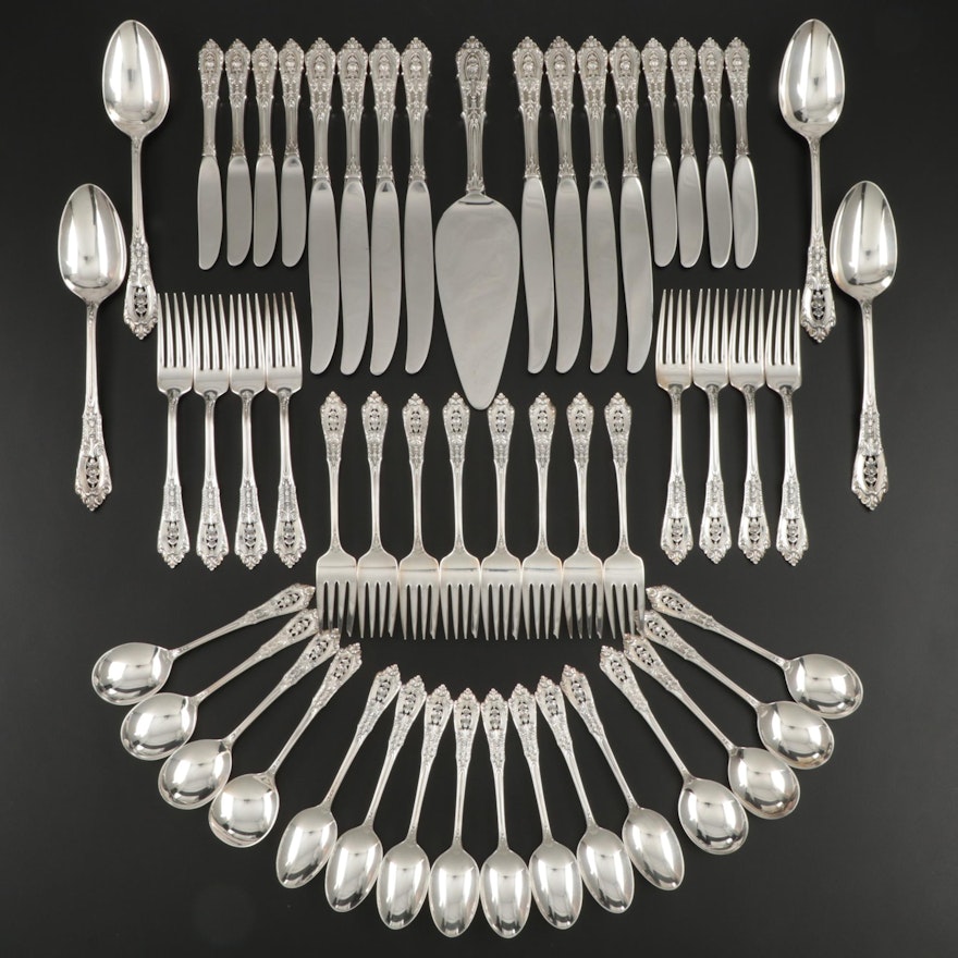 Wallace "Rose Point" Sterling Silver Flatware for Eight, Early to Mid 20th C.