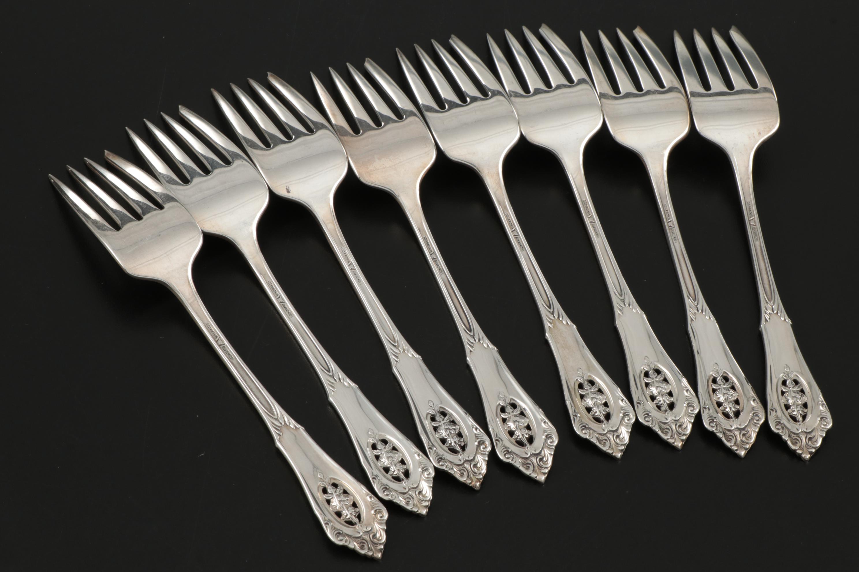 Wallace "Rose Point" Sterling Silver Flatware for Eight, Early to Mid 20th C.