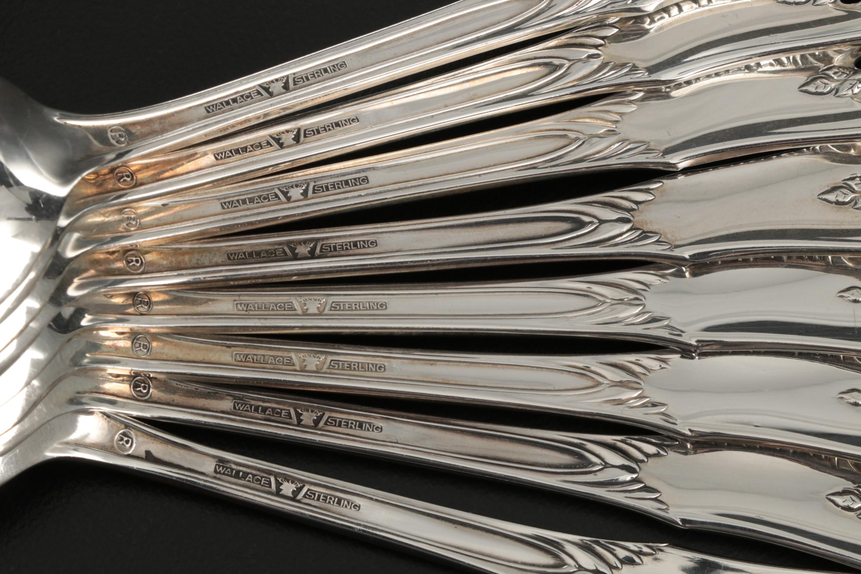 Wallace "Rose Point" Sterling Silver Flatware for Eight, Early to Mid 20th C.