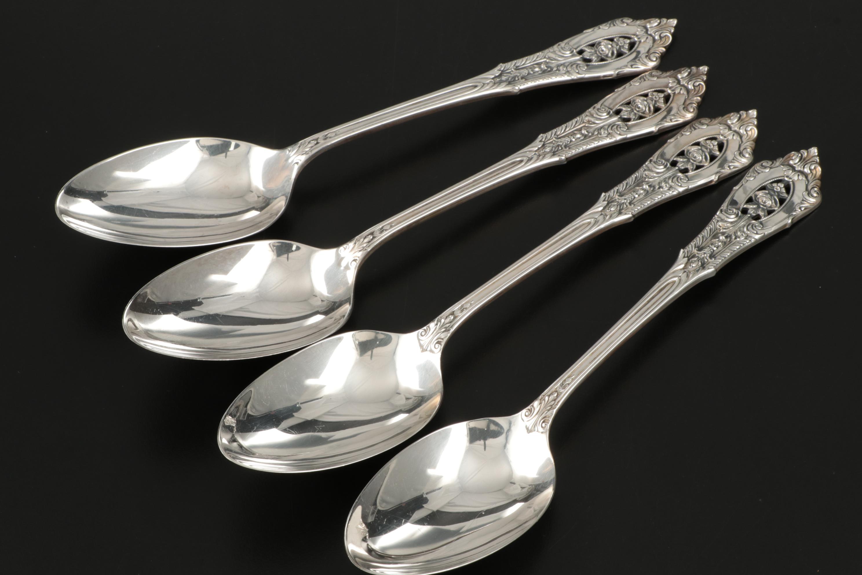 Wallace "Rose Point" Sterling Silver Flatware for Eight, Early to Mid 20th C.