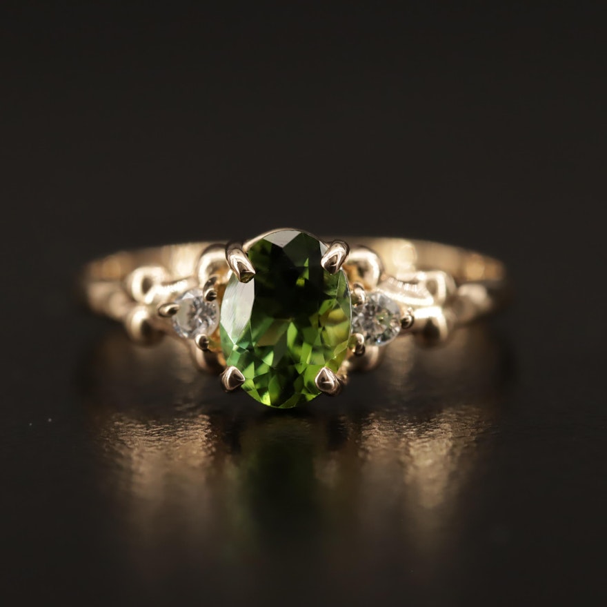 Kabana 14K Tourmaline, Diamond and Cubic Zirconia Ring