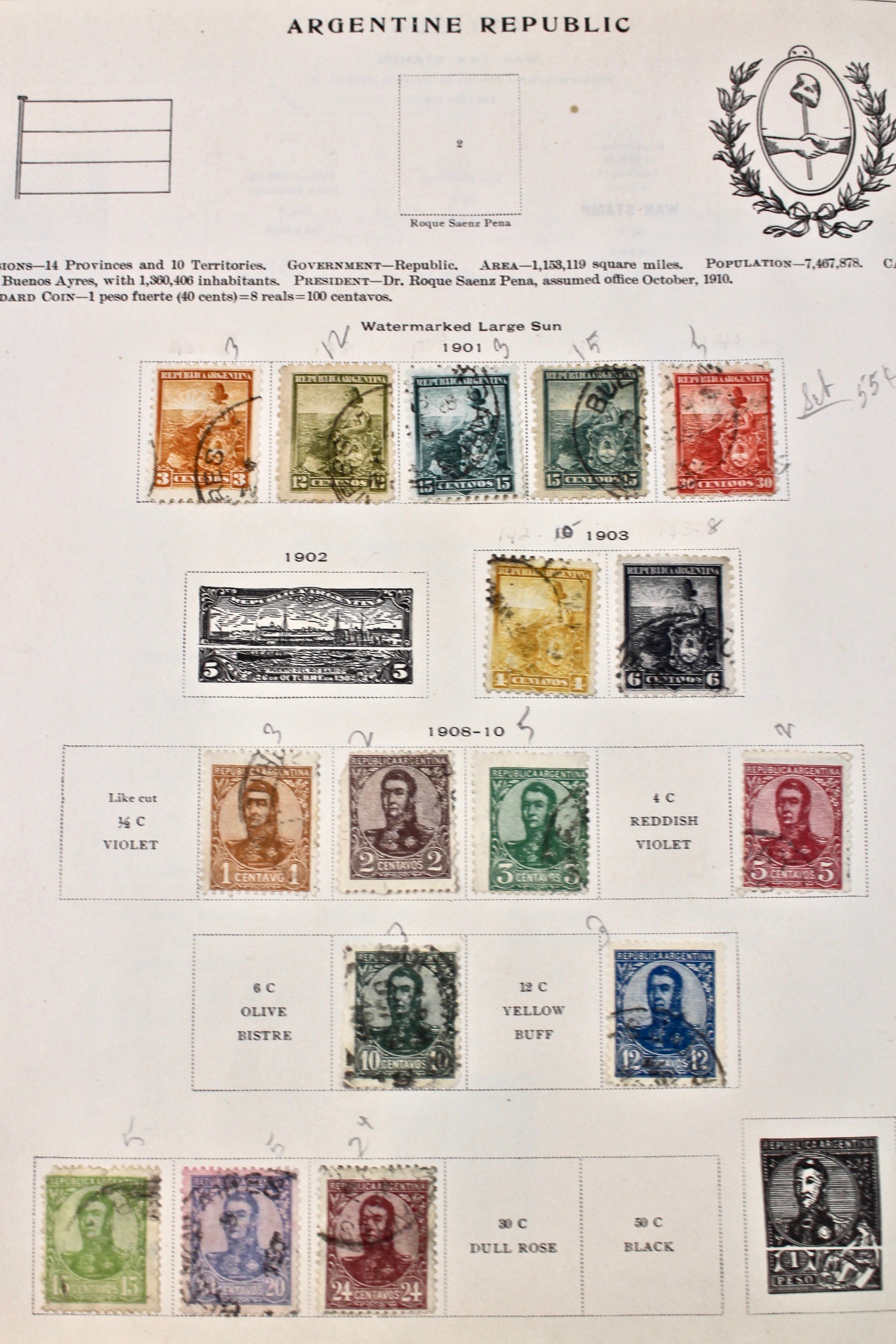 International Stamp Collection in Early Scott's Stamp Album, 1901–1920