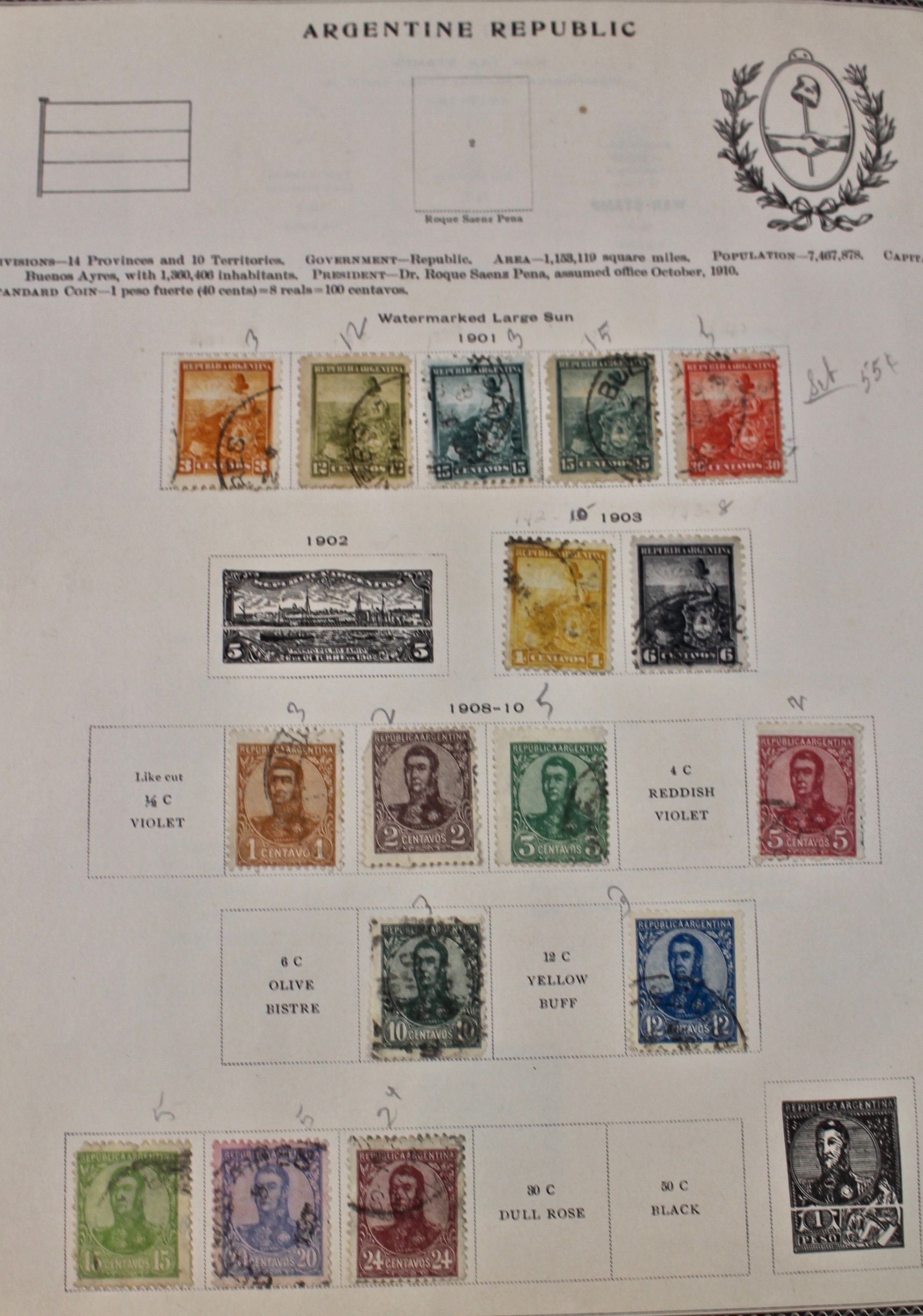 International Stamp Collection in Early Scott's Stamp Album, 1901–1920