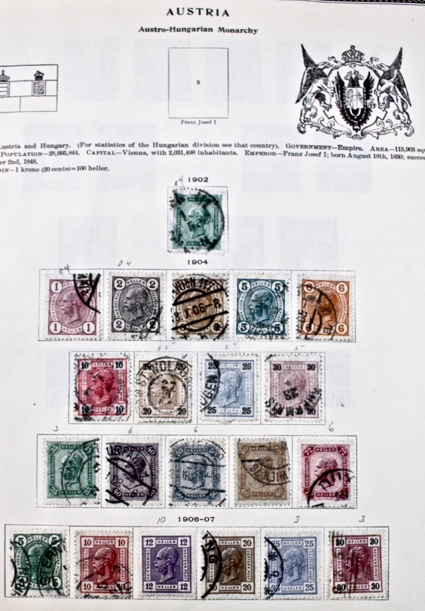 International Stamp Collection in Early Scott's Stamp Album, 1901–1920