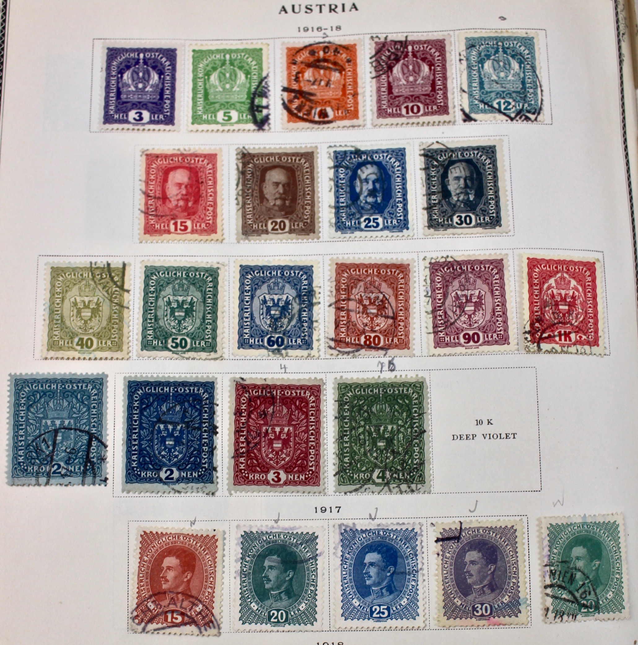International Stamp Collection in Early Scott's Stamp Album, 1901–1920