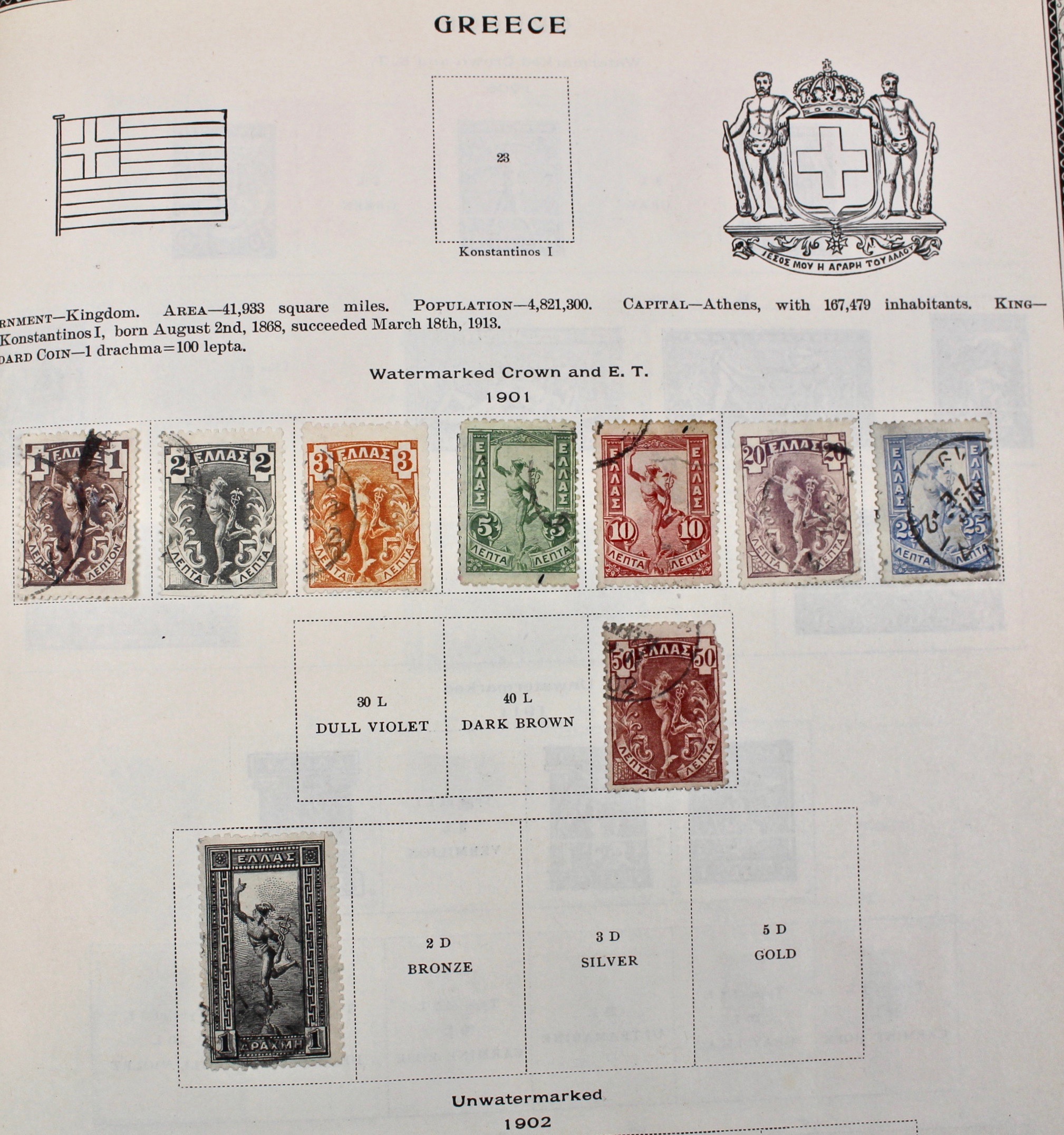 International Stamp Collection in Early Scott's Stamp Album, 1901–1920