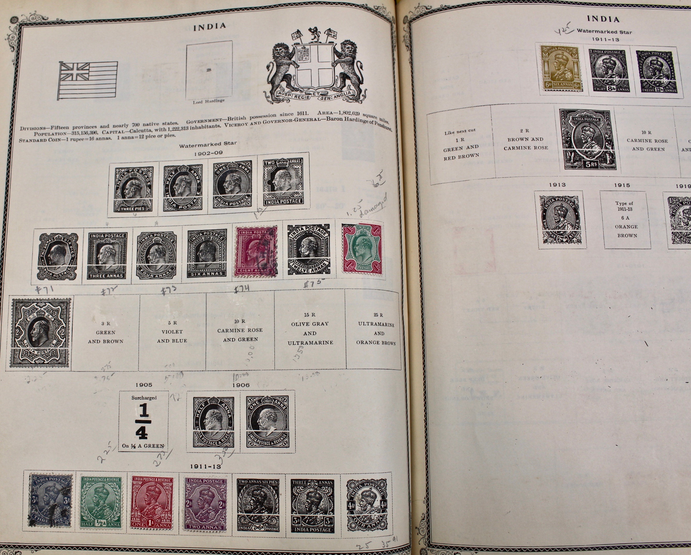 International Stamp Collection in Early Scott's Stamp Album, 1901–1920