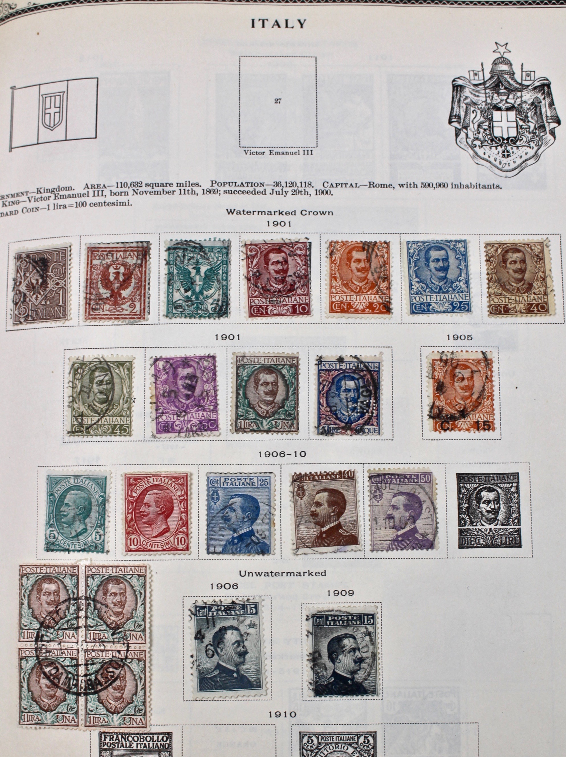 International Stamp Collection in Early Scott's Stamp Album, 1901–1920