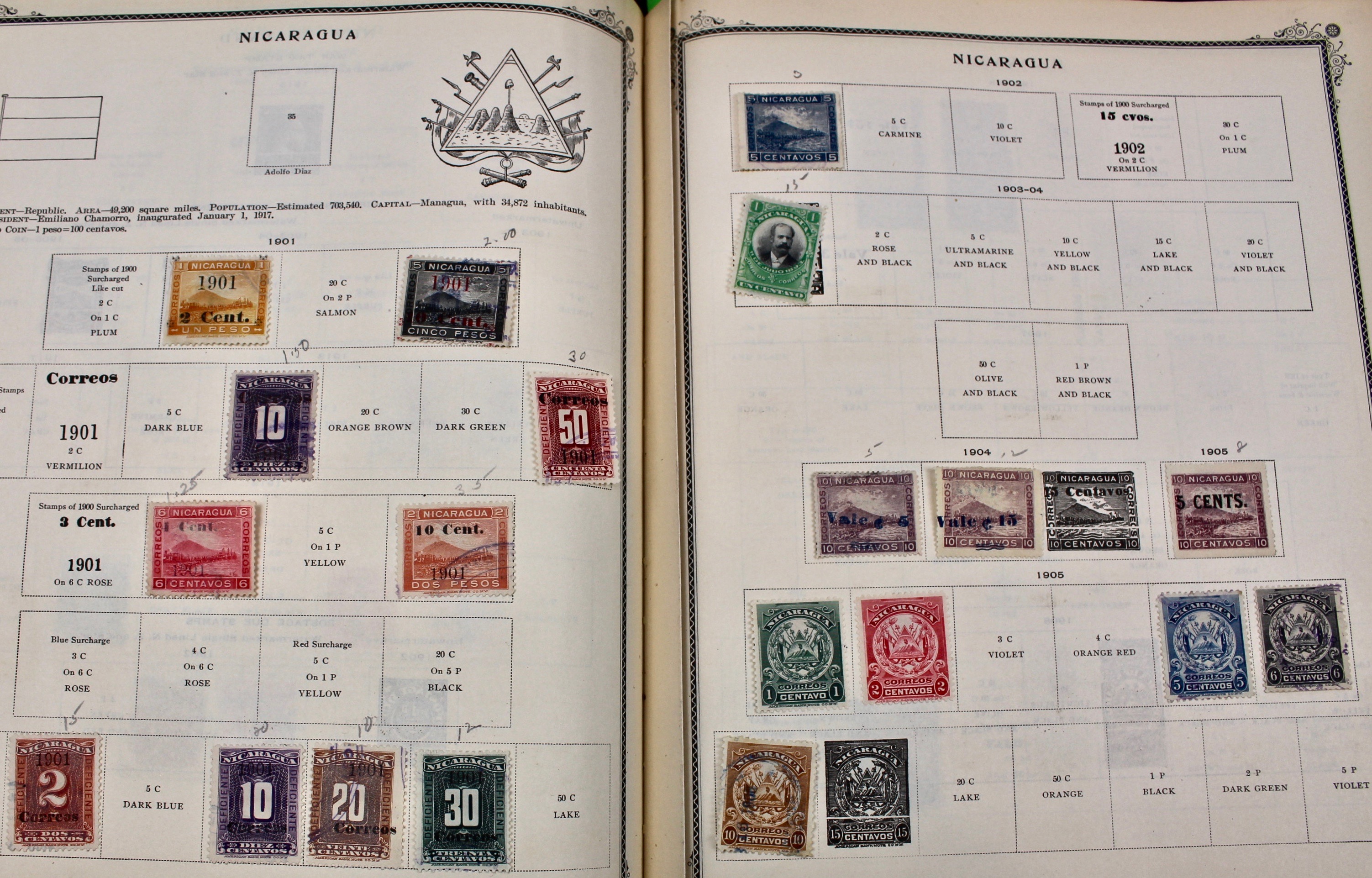 International Stamp Collection in Early Scott's Stamp Album, 1901–1920