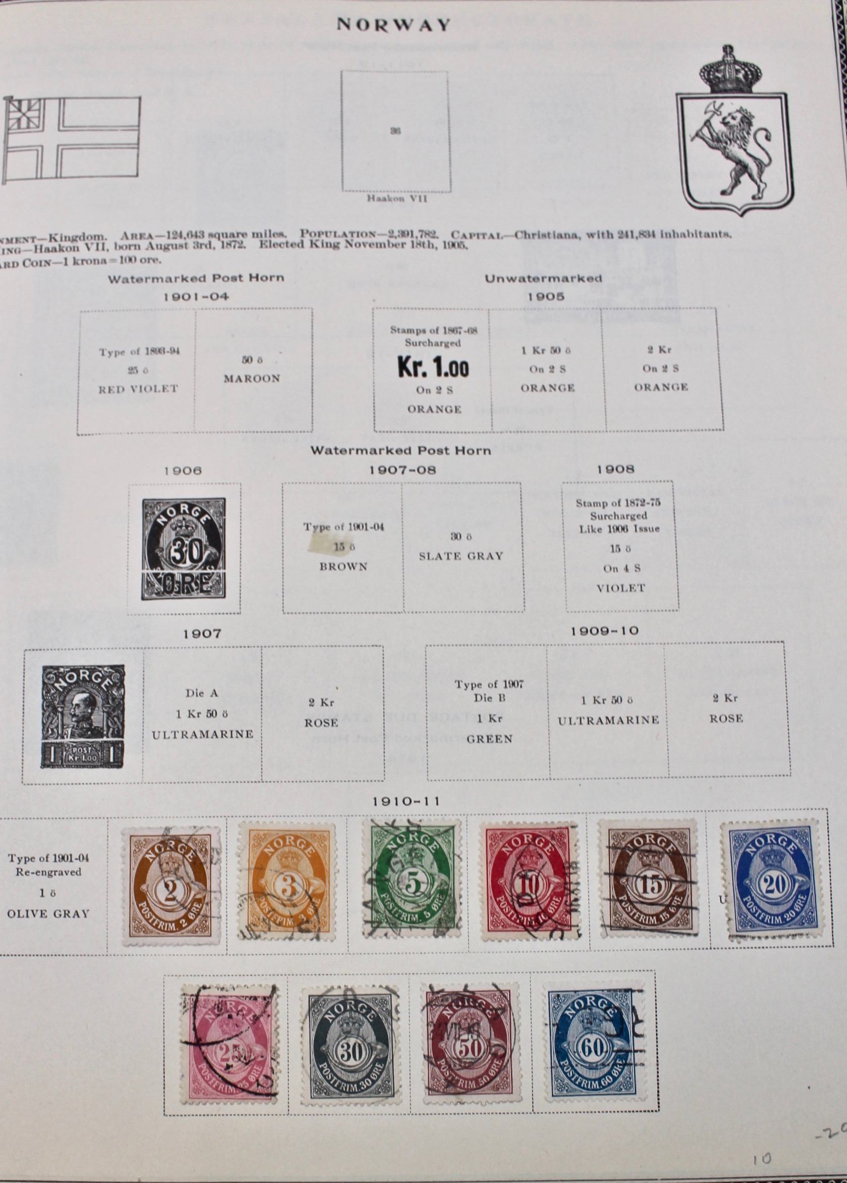 International Stamp Collection in Early Scott's Stamp Album, 1901–1920