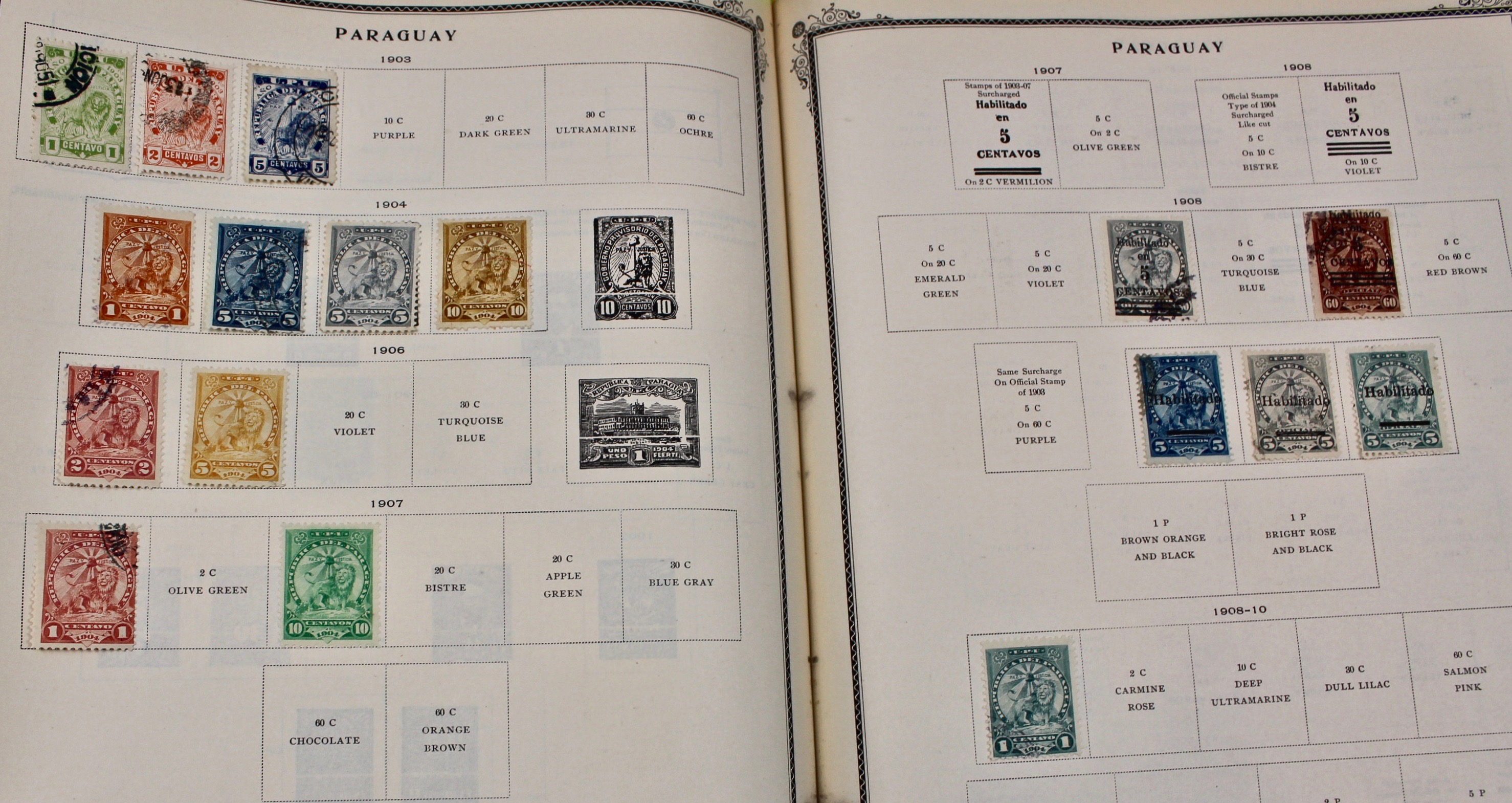 International Stamp Collection in Early Scott's Stamp Album, 1901–1920