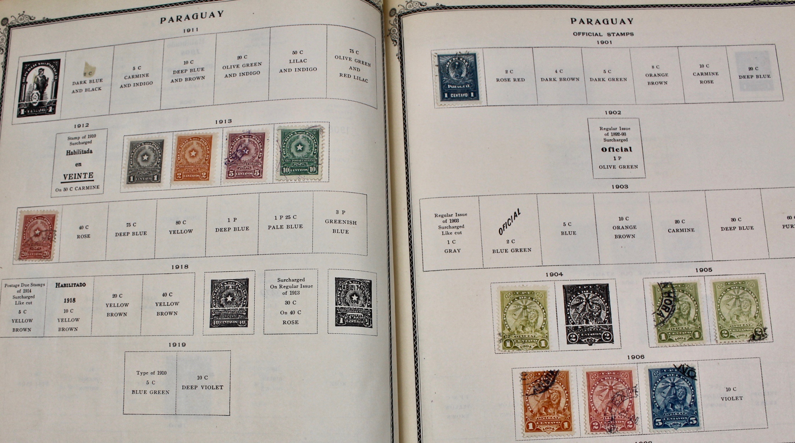 International Stamp Collection in Early Scott's Stamp Album, 1901–1920