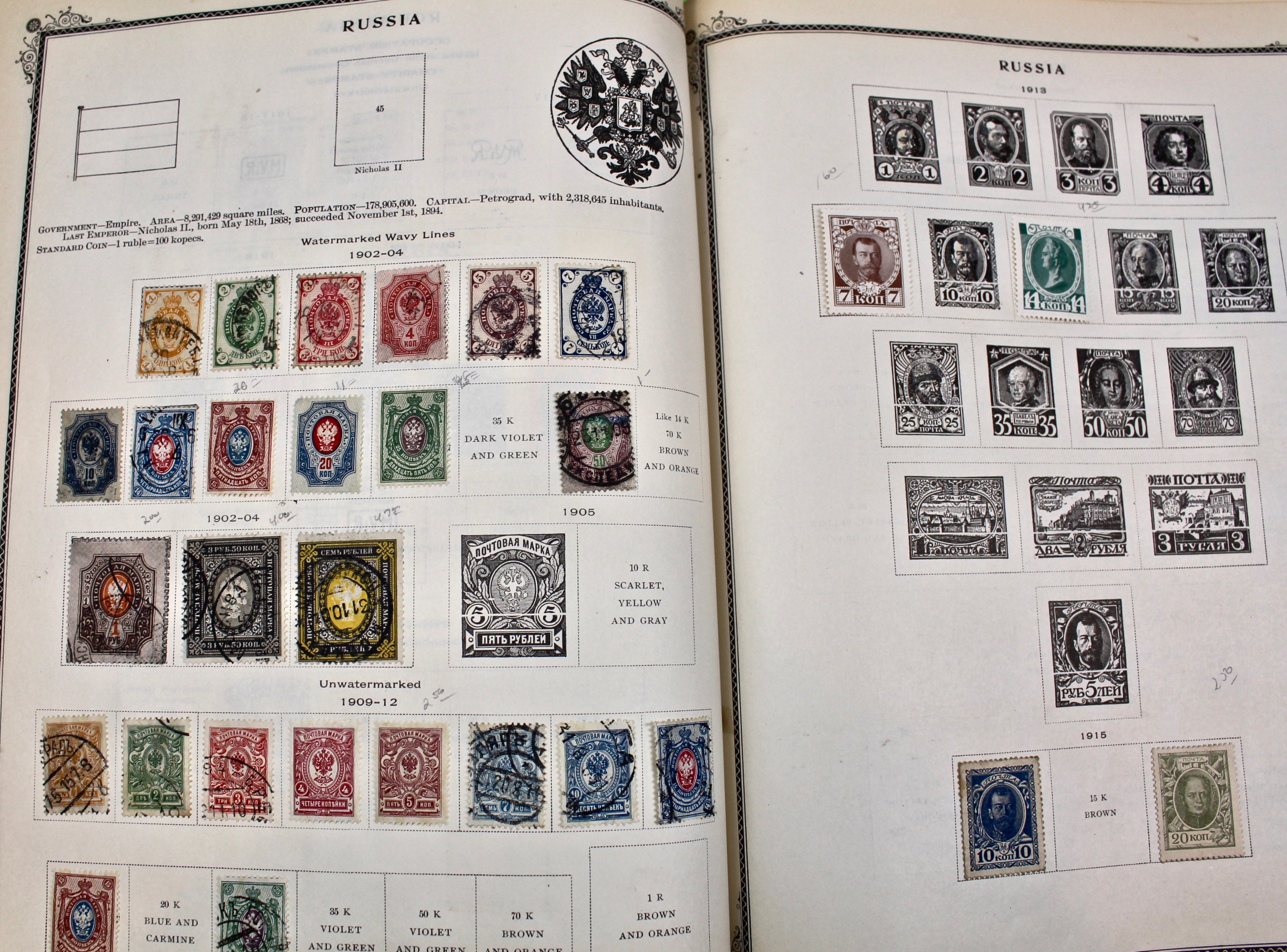 International Stamp Collection in Early Scott's Stamp Album, 1901–1920