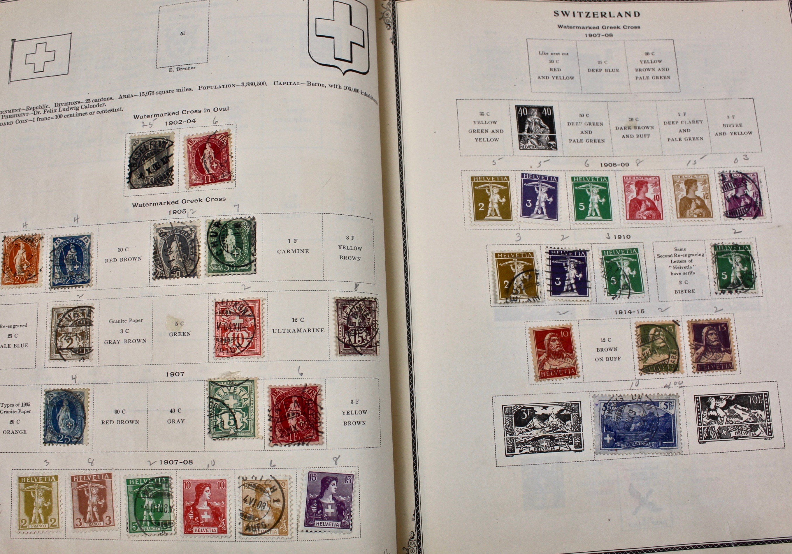 International Stamp Collection in Early Scott's Stamp Album, 1901–1920