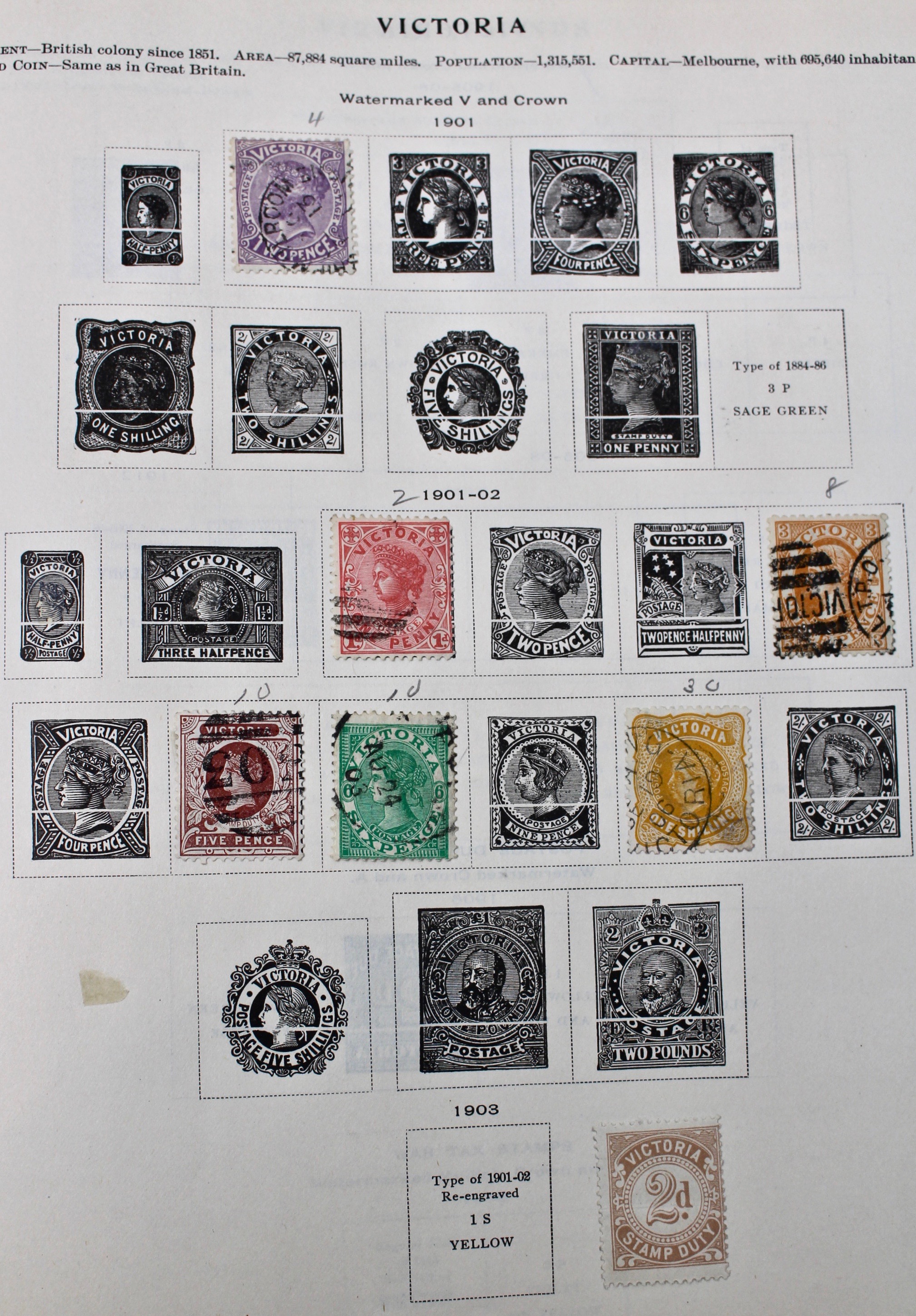 International Stamp Collection in Early Scott's Stamp Album, 1901–1920
