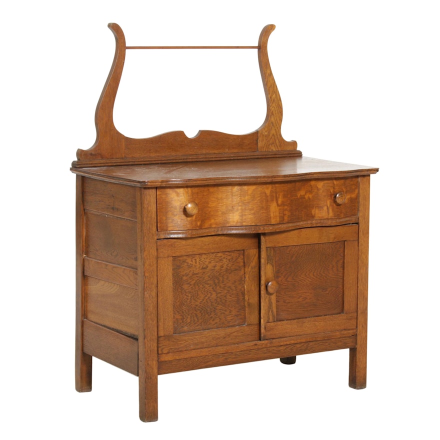 Victorian Style Quarter Sawn Oak Washstand, Early to Mid 20th Century