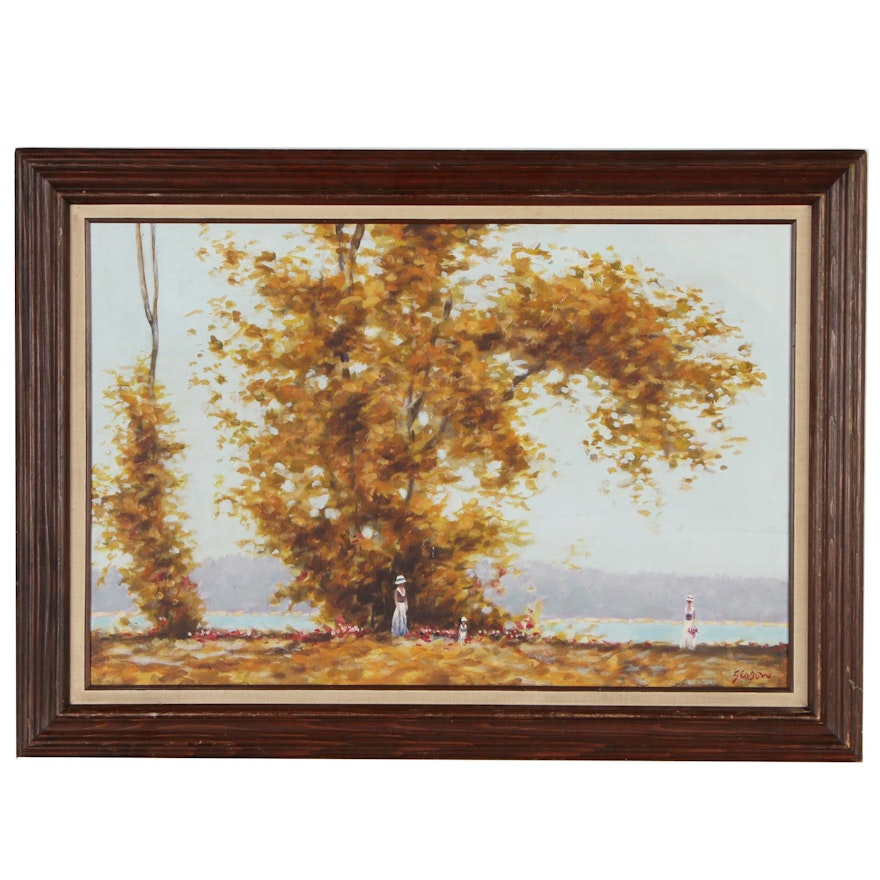 Impressionistic Landscape Oil Painting, Late 20th Century