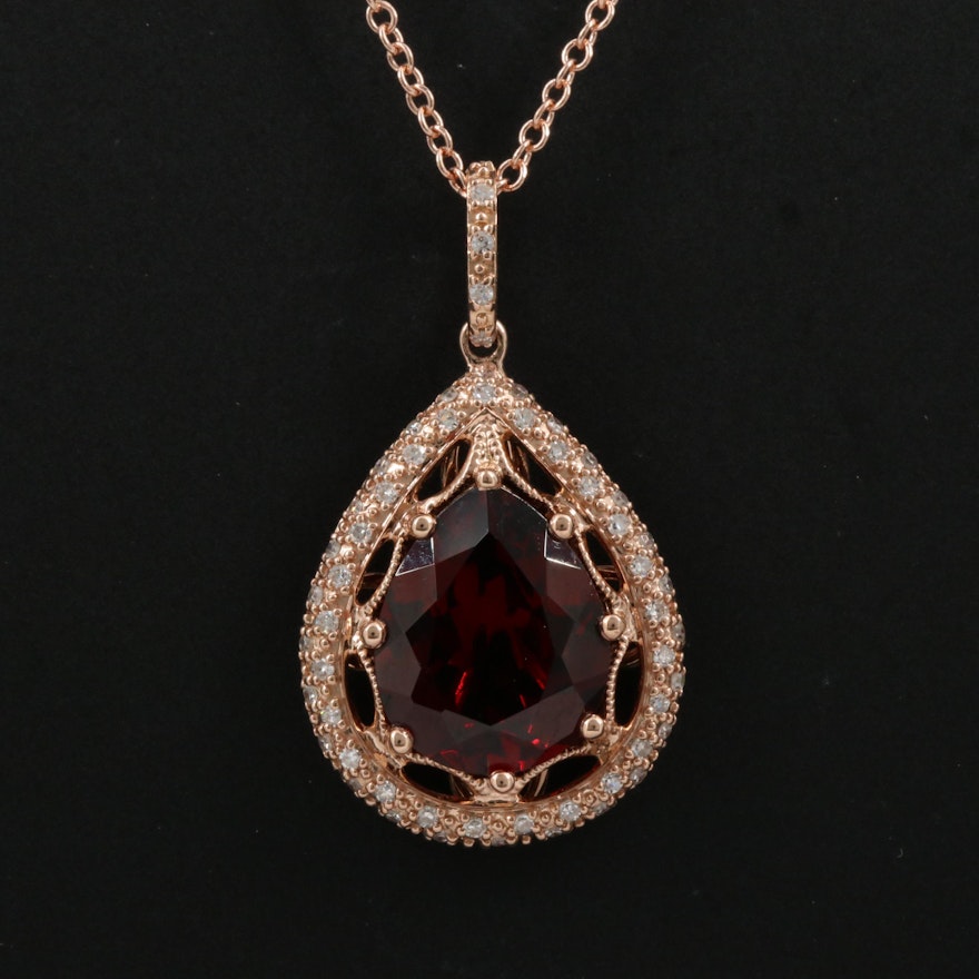 EFFY 14K Garnet and Diamond Necklace