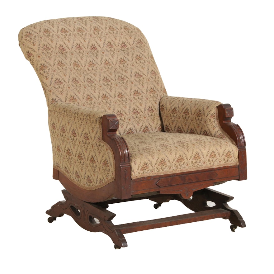 Victorian Eastlake Walnut Rocking Chair, Early 20th Century