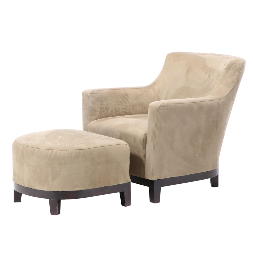 Contemporary Upholstered Arm Chair with Ottoman