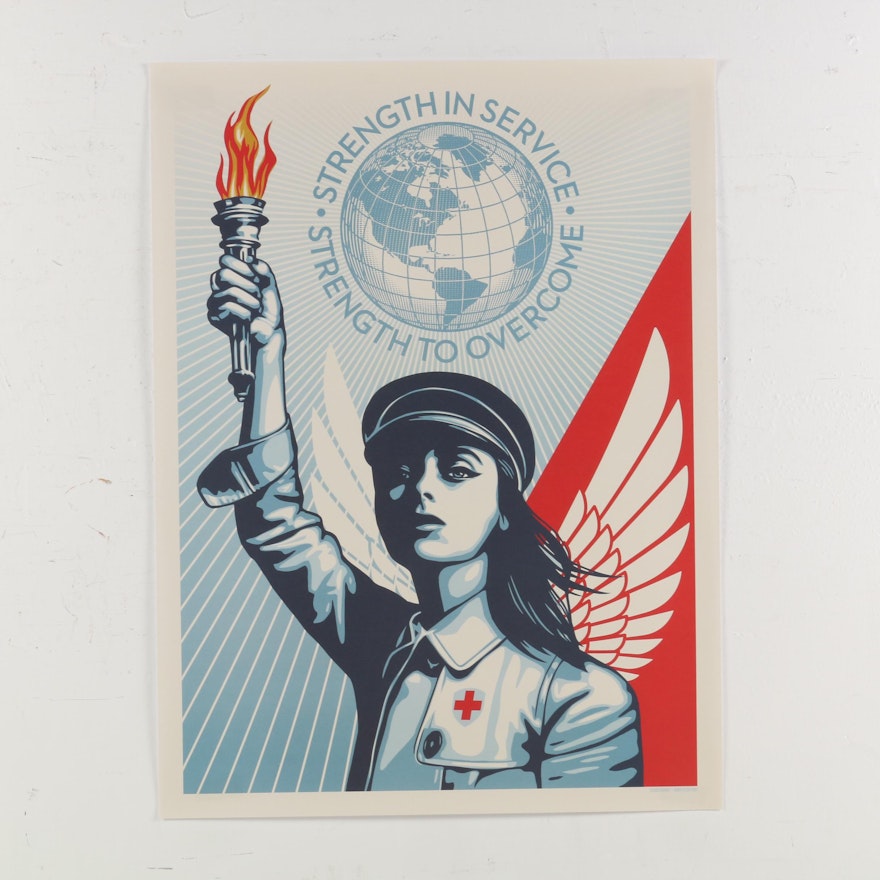 Offset Lithograph Poster after Shepard Fairey "Angel of Hope & Strength", 2020