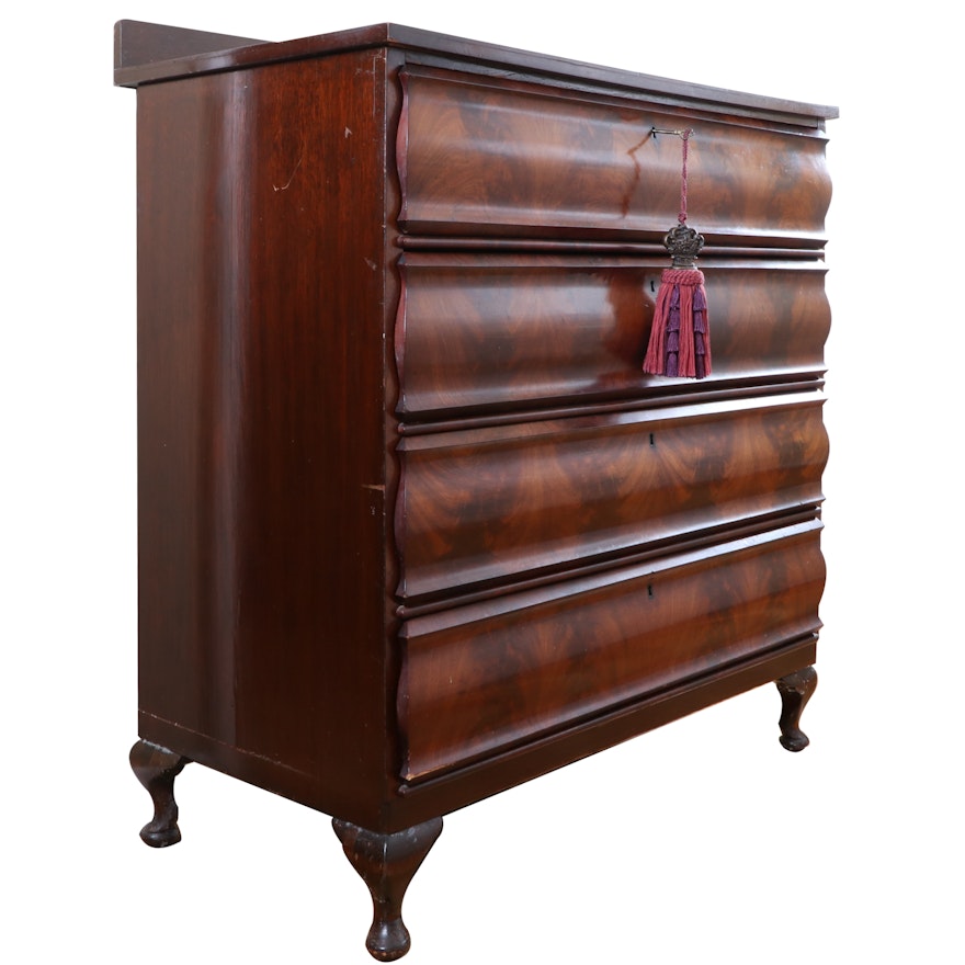 American Flame Mahogany Chest of Drawers, 19th Century