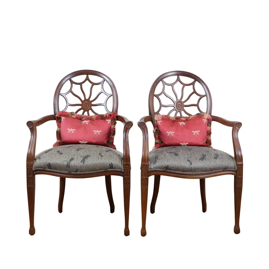 Pair of Flexsteel Spider Web-Back Armchairs, Late 20th Century