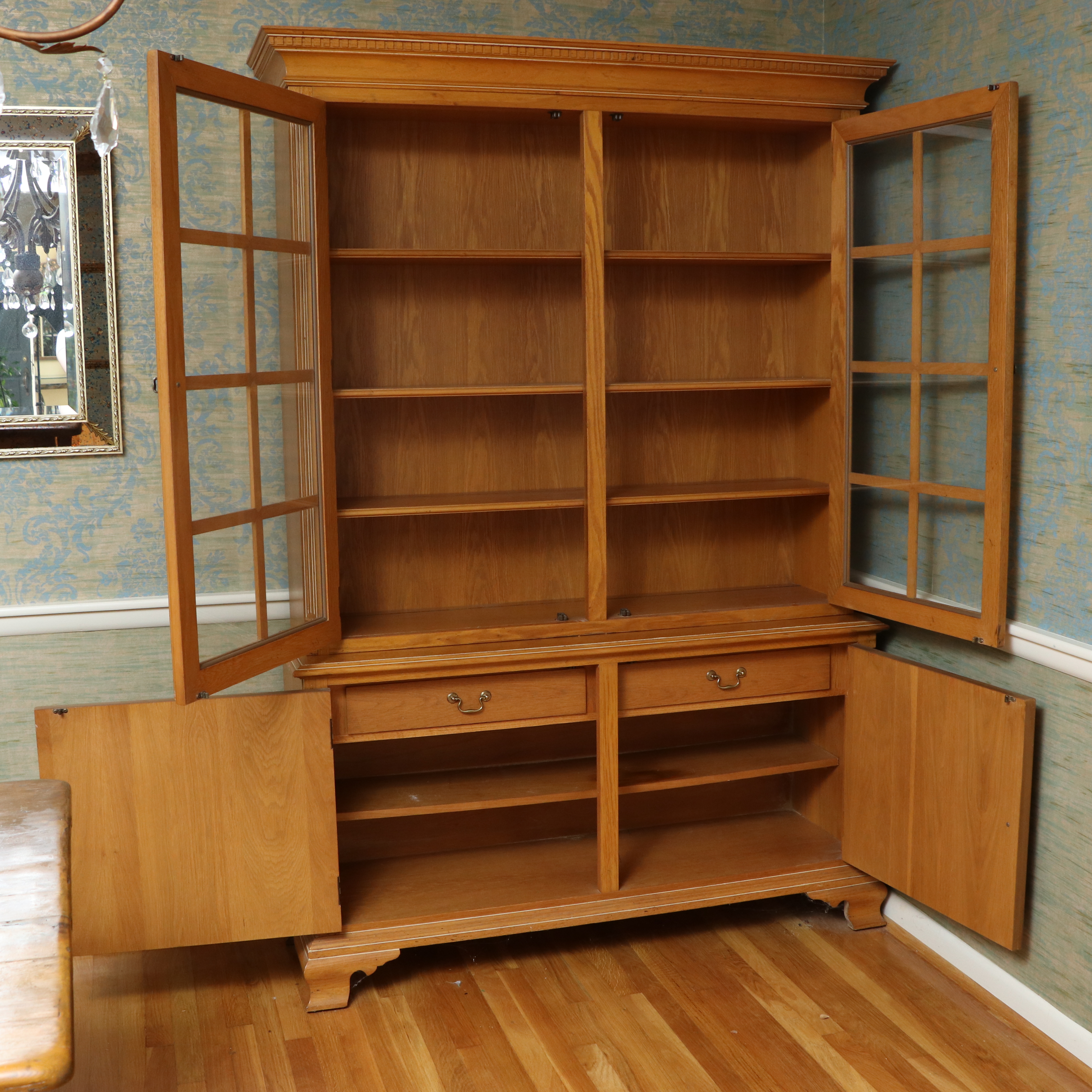 Century Furniture Oak China Cabinet, Late 20th Century