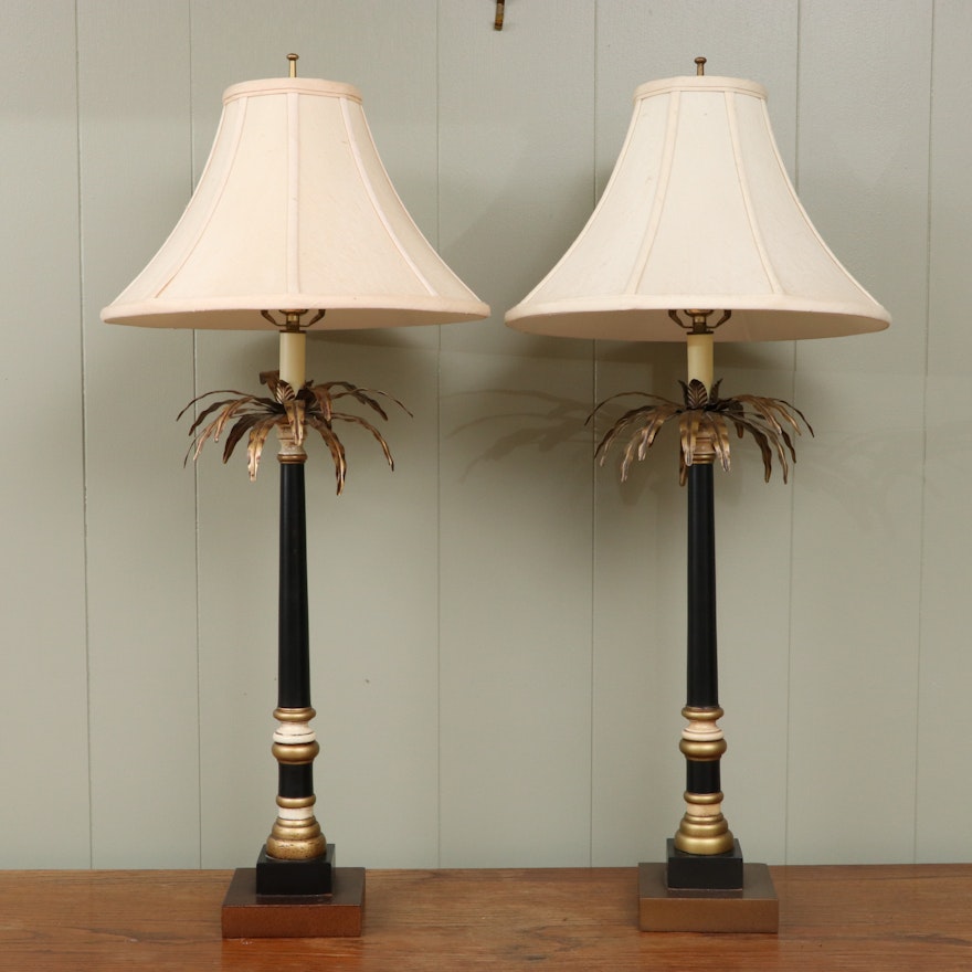 Pair of Palm Tree Buffet Lamps, Late 20th Century