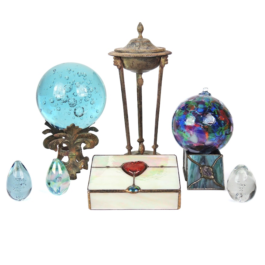 Kitras Glass "Friendship Ball", Controlled Bubble Orb, and Other Décor