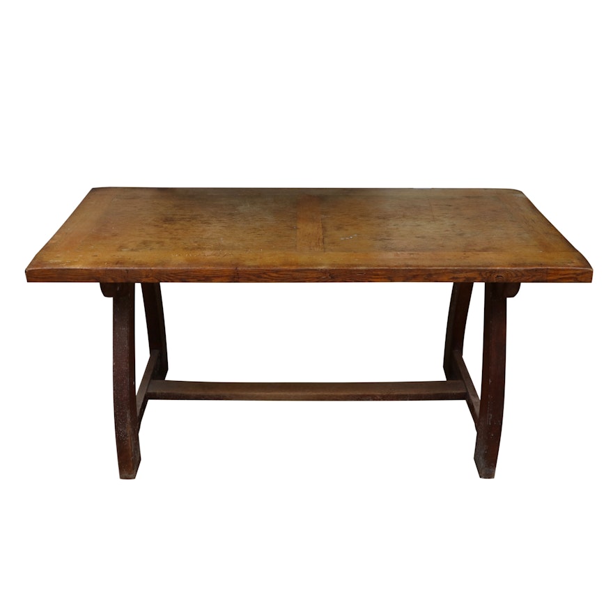 Arts and Crafts Oak Writing Table, Possibly British, Early 20th Century