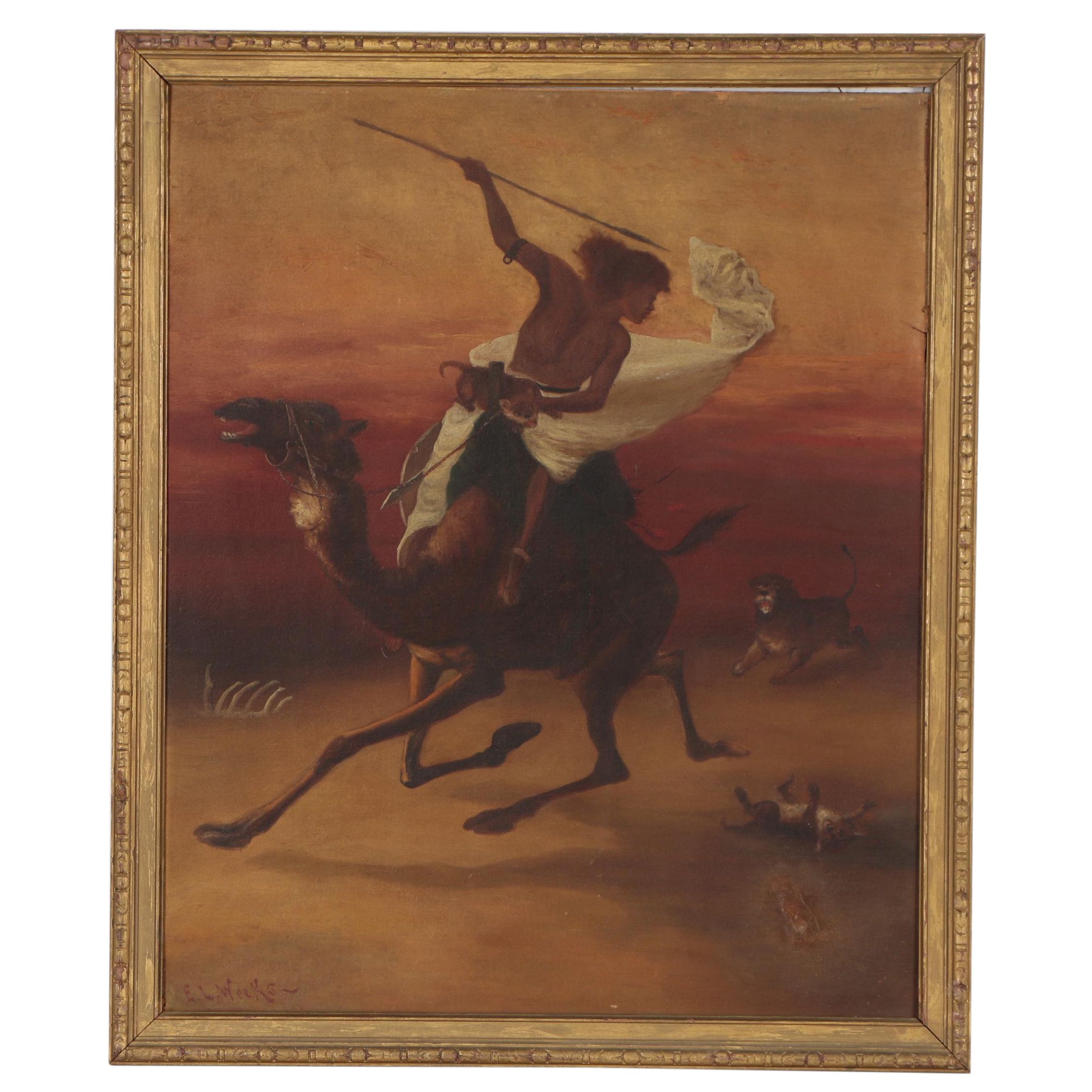 Orientalist Style Oil Painting in the Manner of Edwin L. Weeks, Mid-20th Century
