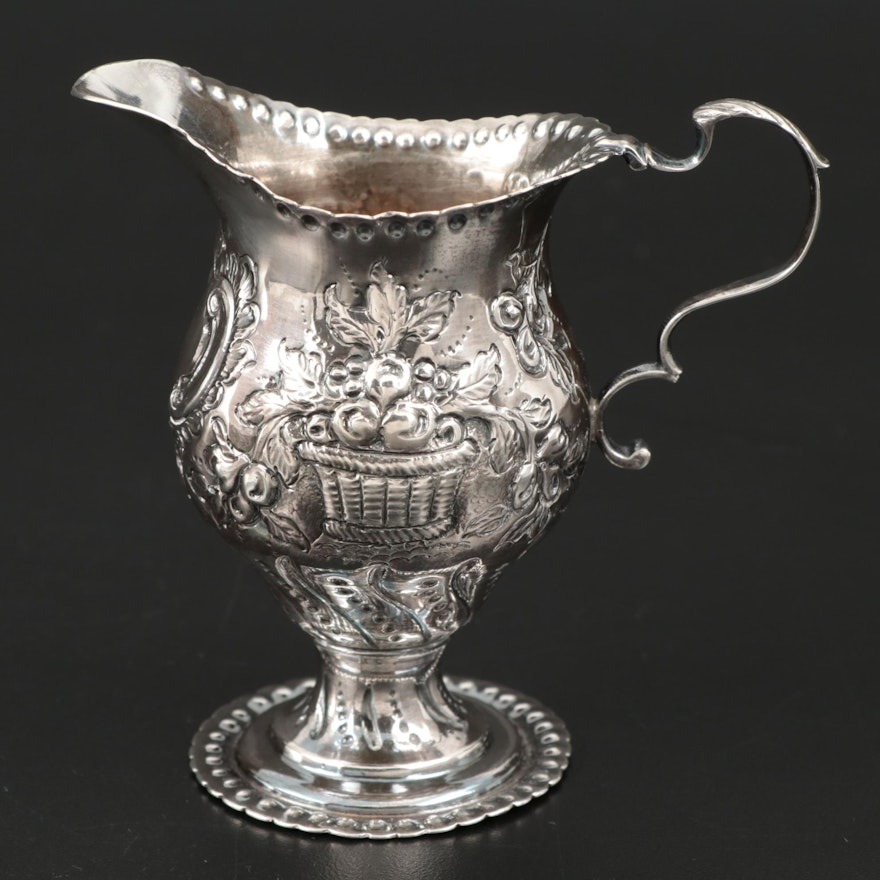 Pairpoint Brothers of London Repoussé Sterling Silver Creamer, 1897