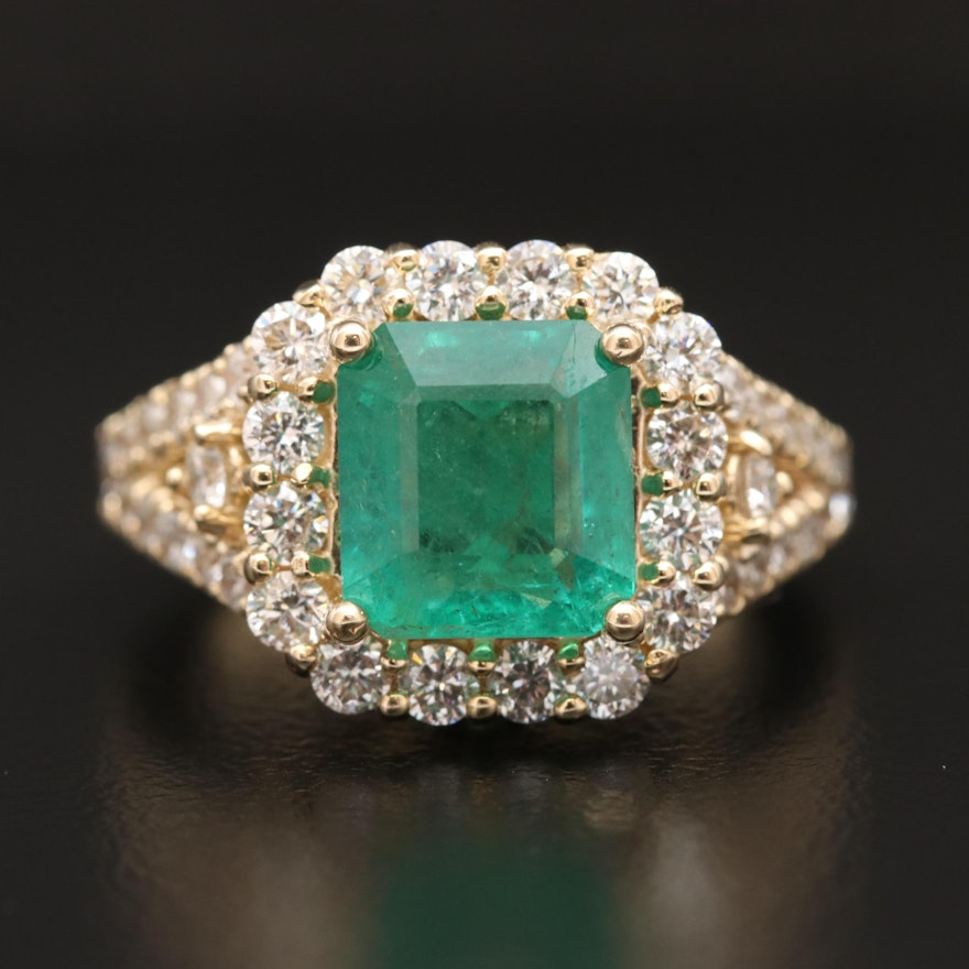 14K 2.66 CT Emerald and 1.81 CTW Diamond Ring