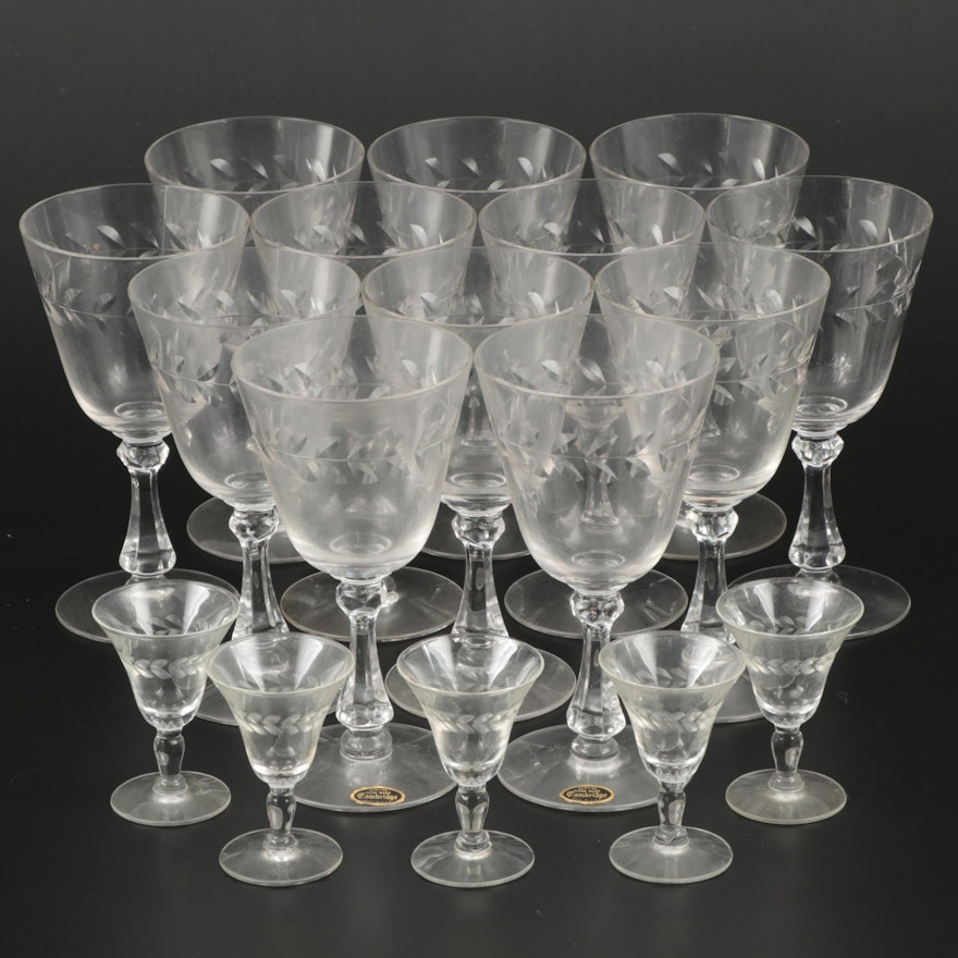 Cambridge "Laurel Wreath" Glass Goblets and Cordials, 1940–1958