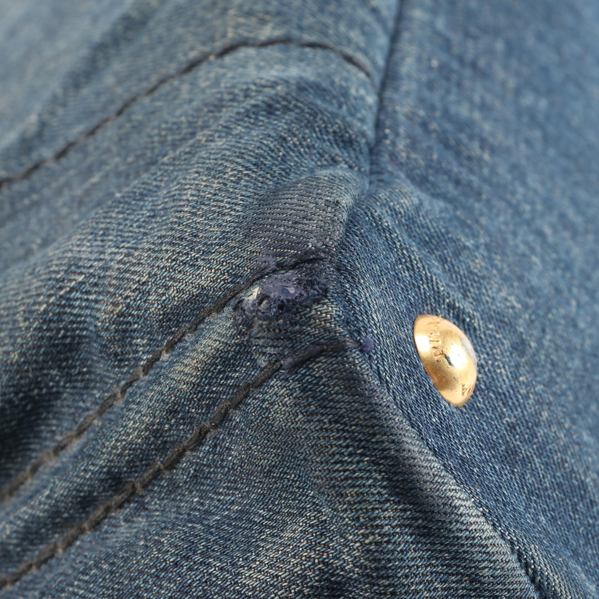 Prada Blue Canapa Denim Avio Satchel Tote