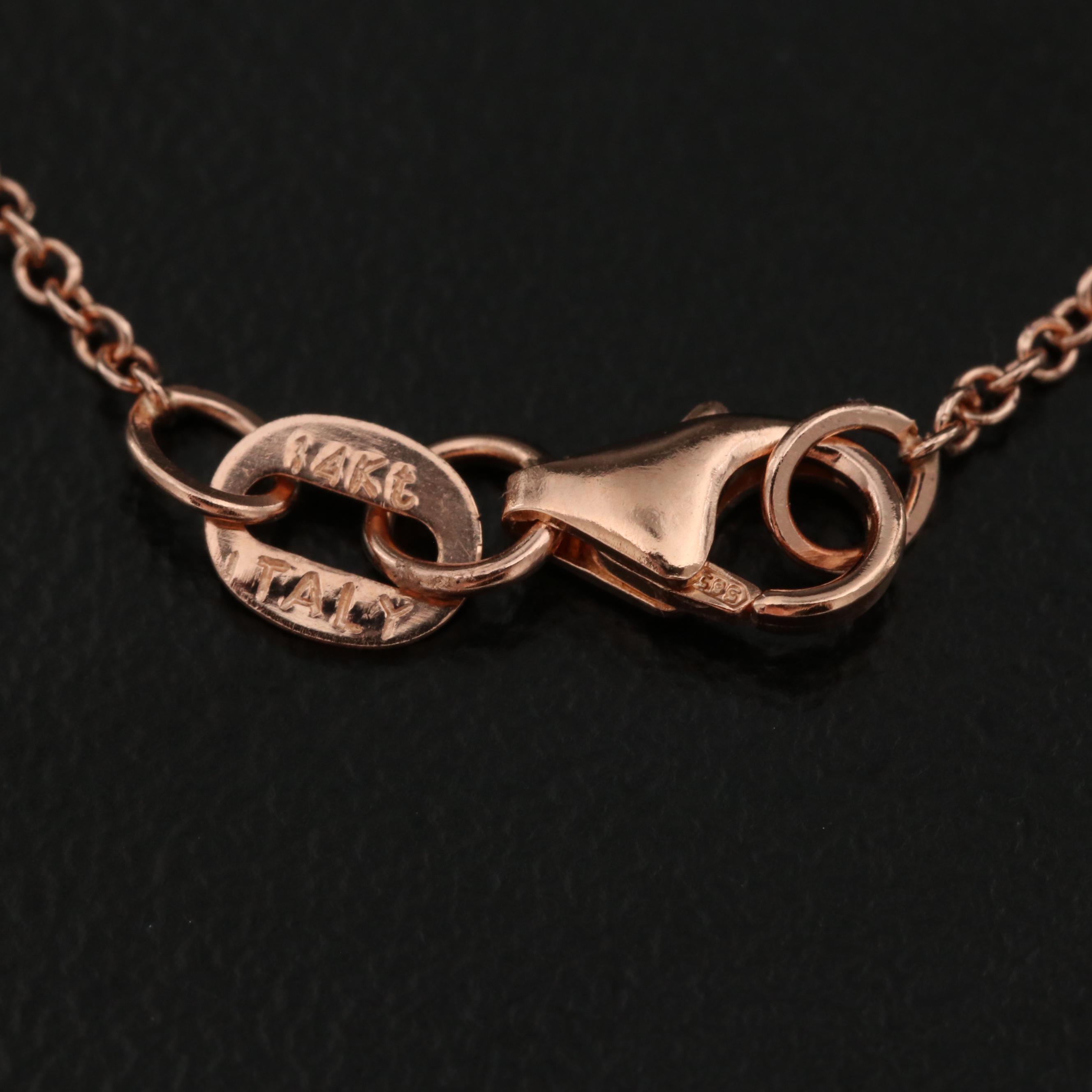 EFFY 14K Rose Gold Black Diamond Cat Necklace