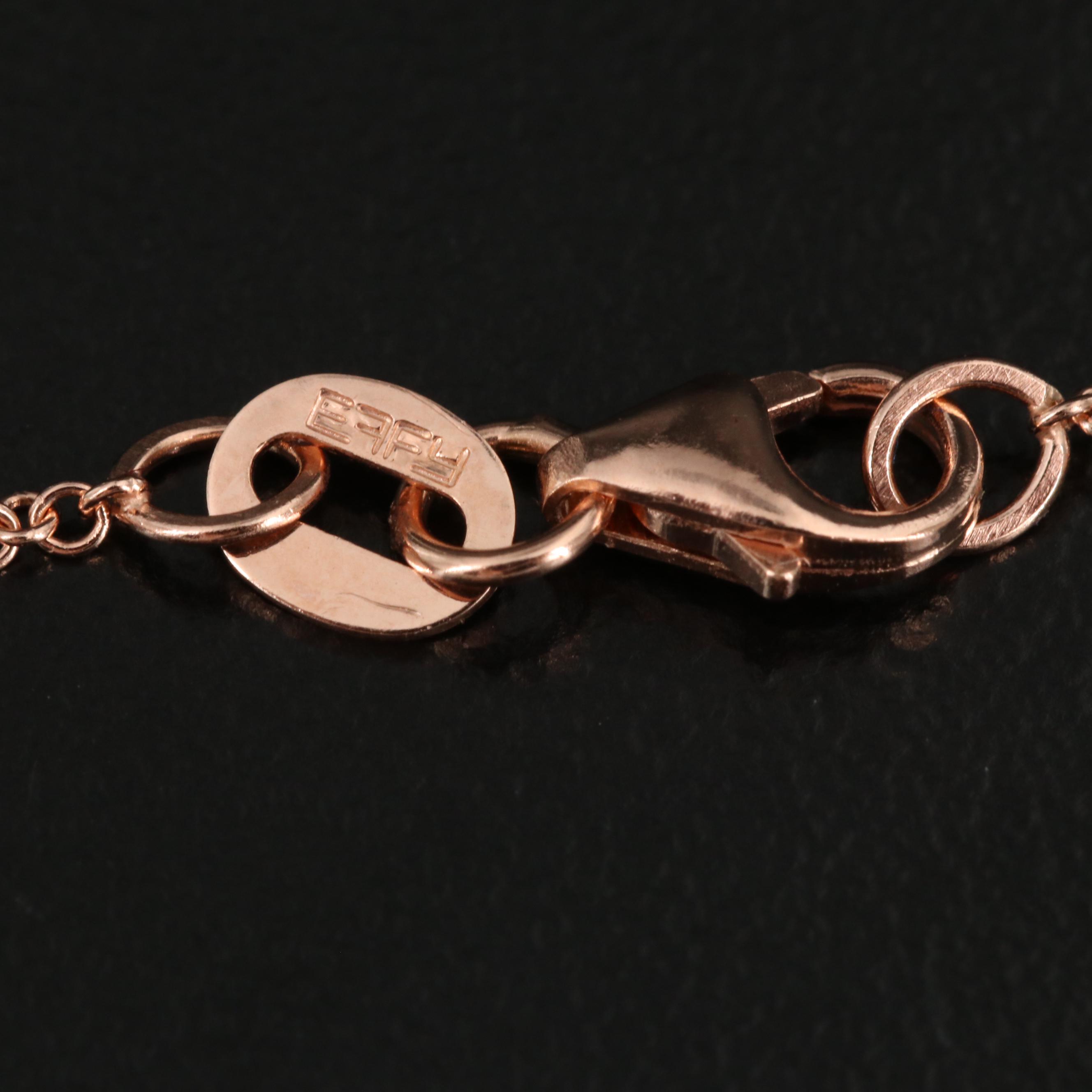 EFFY 14K Rose Gold Black Diamond Cat Necklace