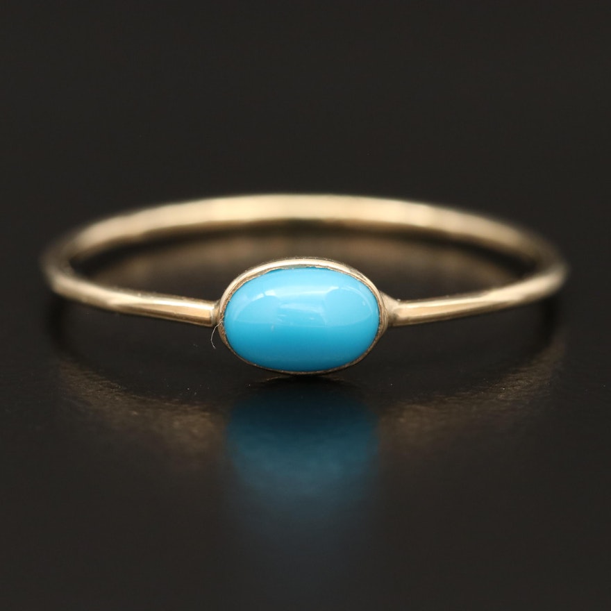 14K Turquoise Solitaire Ring