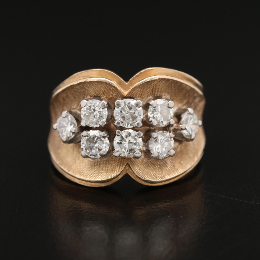 14K 1.20 CTW Diamond Ring with Florentine Finish and Palladium Accents