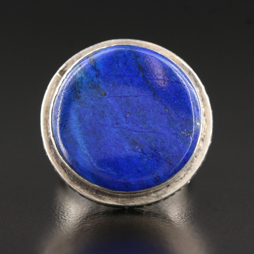 950 Silver and 900 Silver Lapis Lazuli Ring