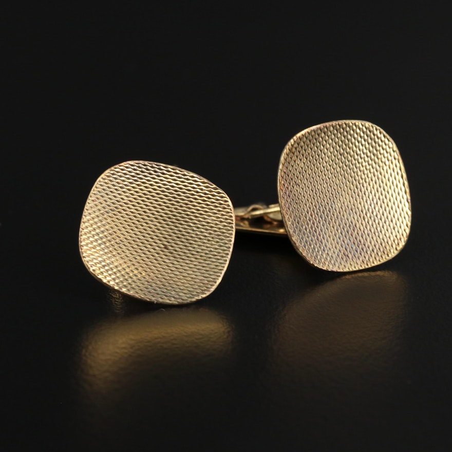 14K Textured Saddle Cufflinks