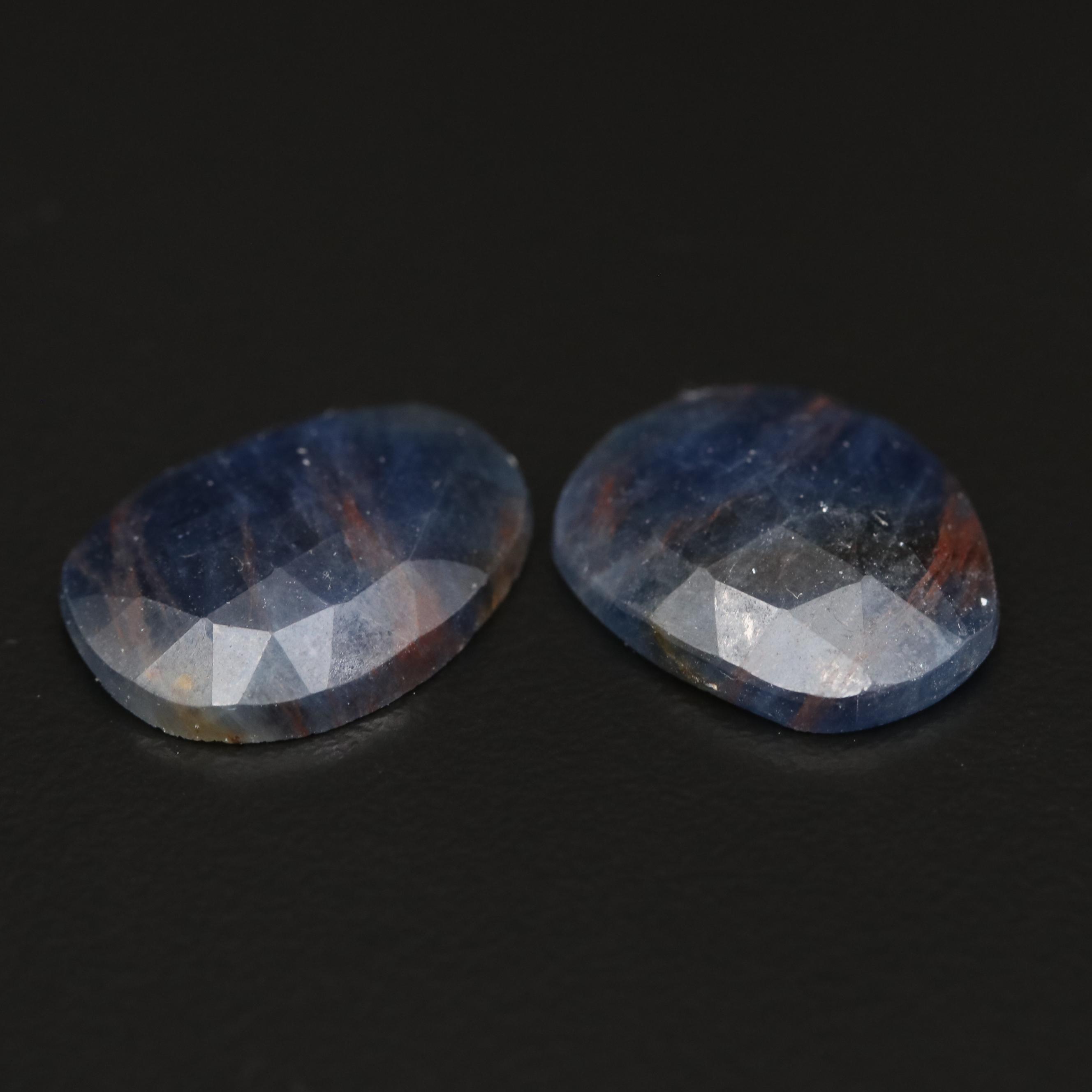 Loose 22.06 CTW Freeform Rose Faceted Corundum Matched Pair