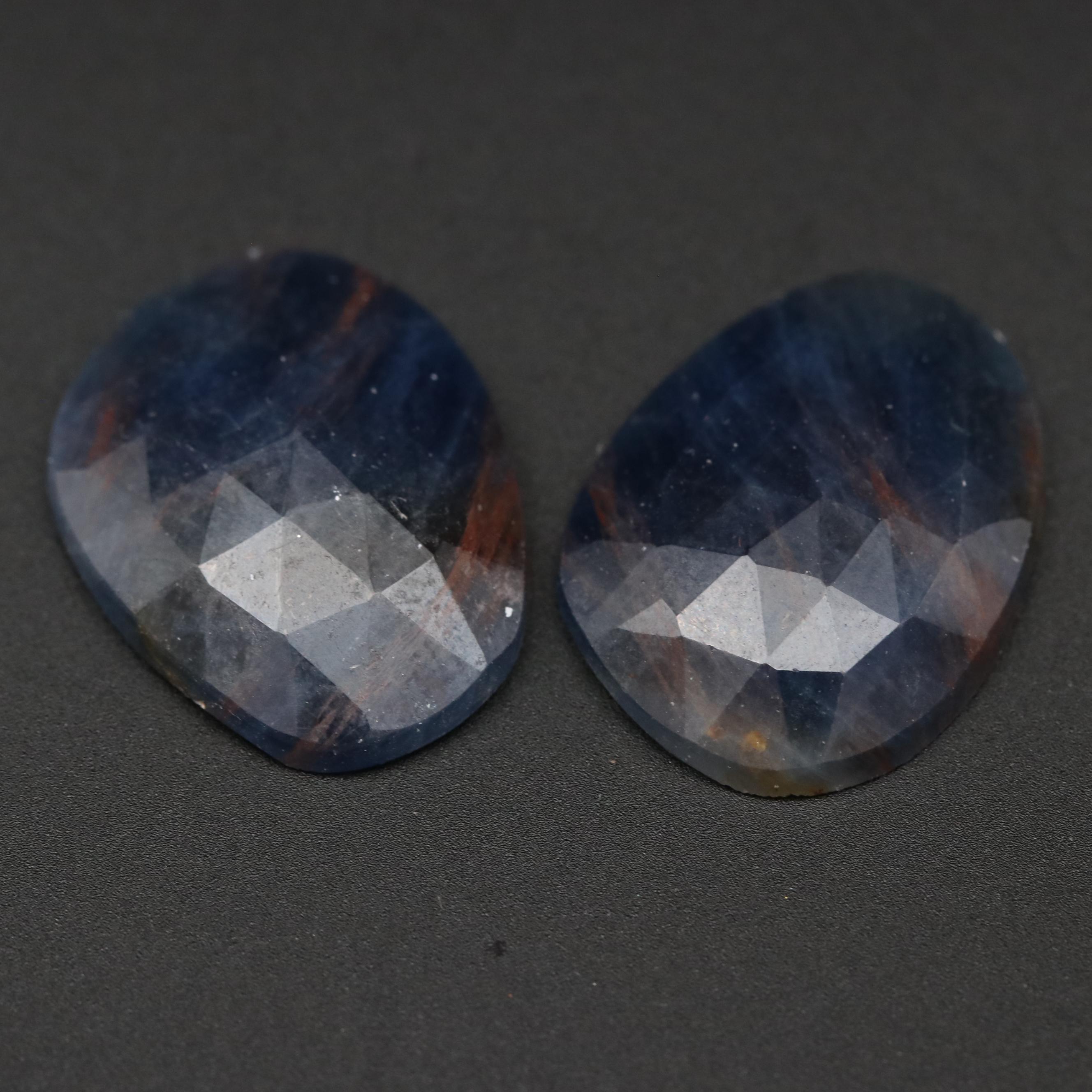 Loose 22.06 CTW Freeform Rose Faceted Corundum Matched Pair