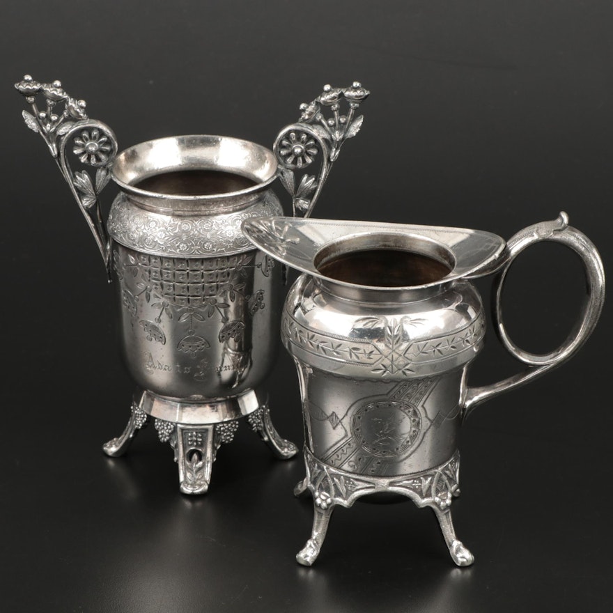 Meriden Britannia Silver Plate Vase and Homan Silver Plate Creamer