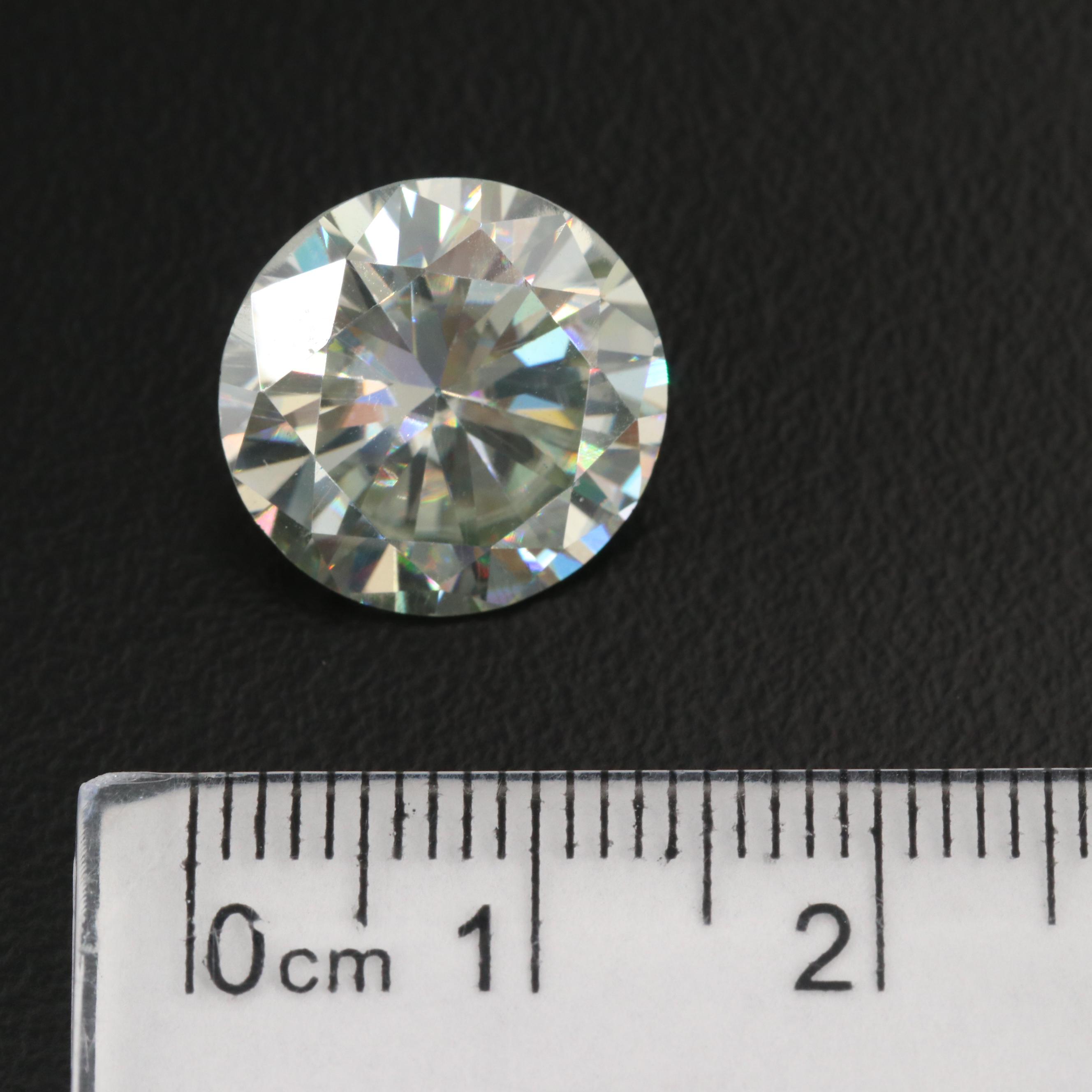 Loose Lab Grown 7.34 CT Round Faceted Moissanite