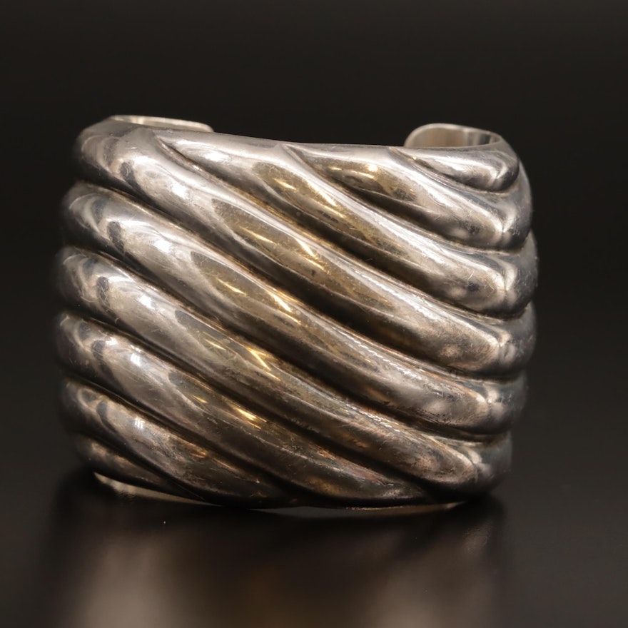 Italian Sterling Silver Fluted Cuff