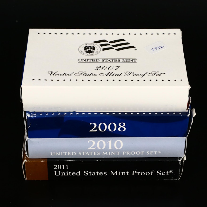 2007, 2008, 2010 and 2011 U.S. Mint Proof Sets