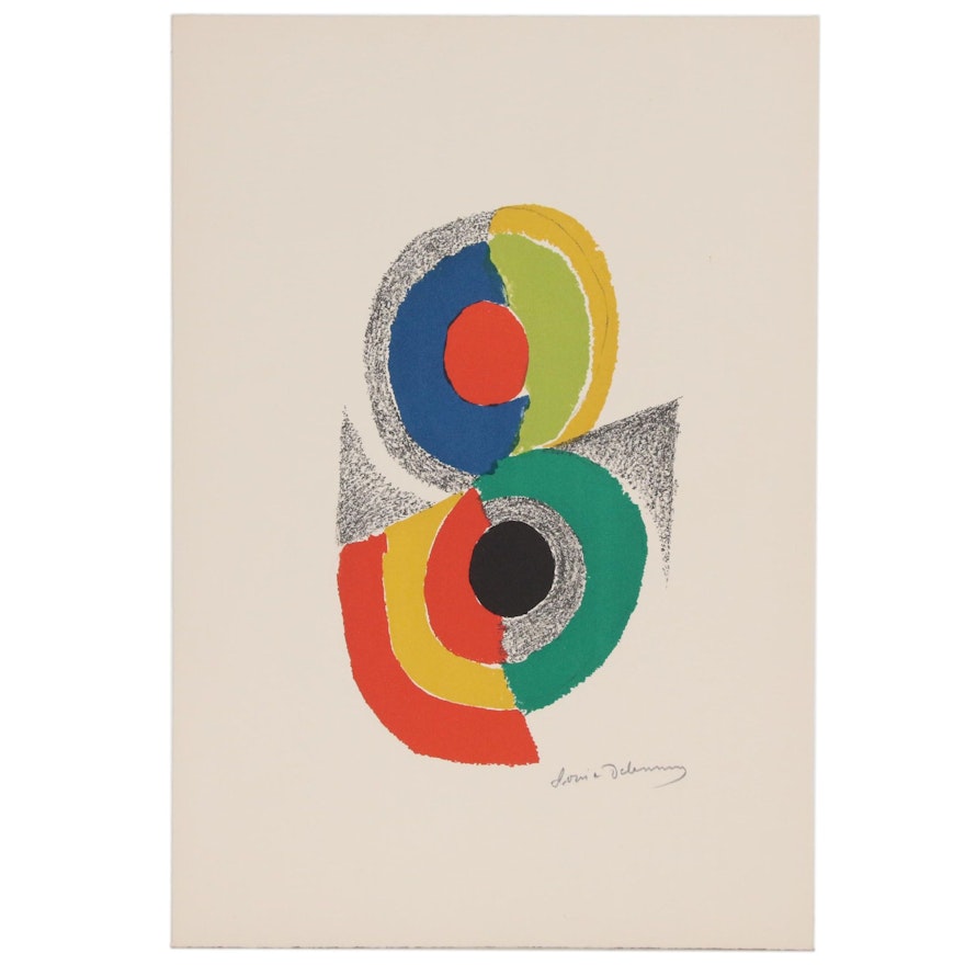 Sonia Delaunay Color Lithograph "Rythmes et Coleurs VI", 1971